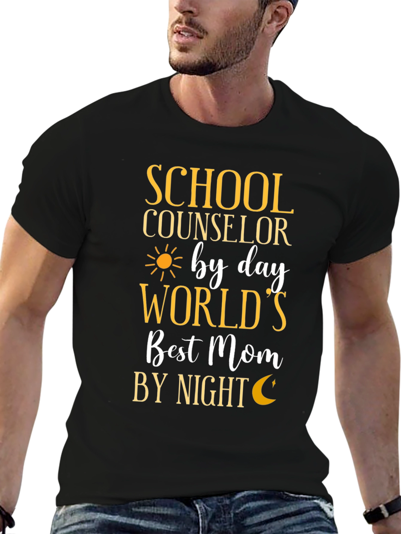 Black School Counselor Worlds Best Mom T-Shirt view 6