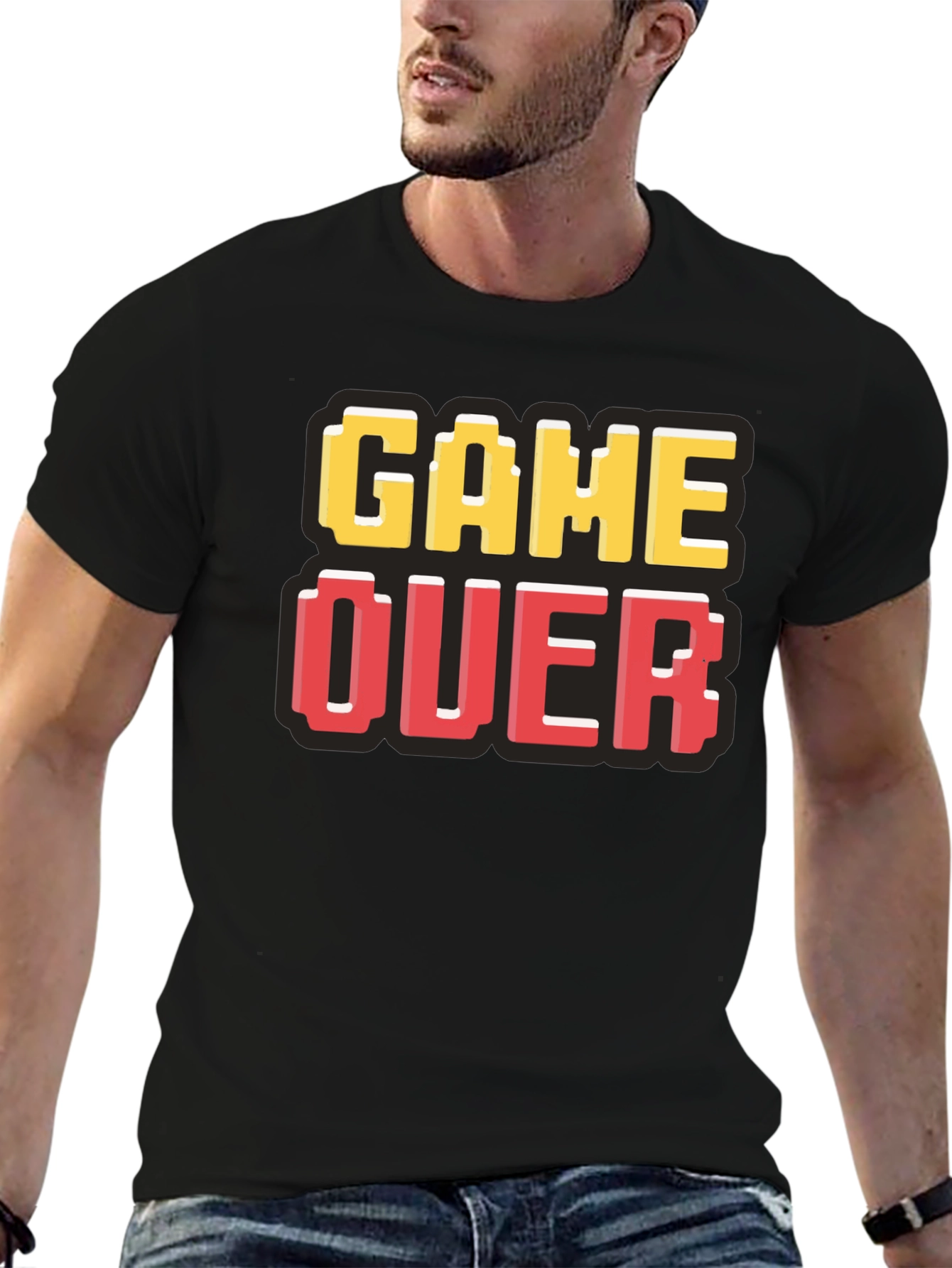 Black Game Over Pixel Art T-Shirt - Gamer Style view 6