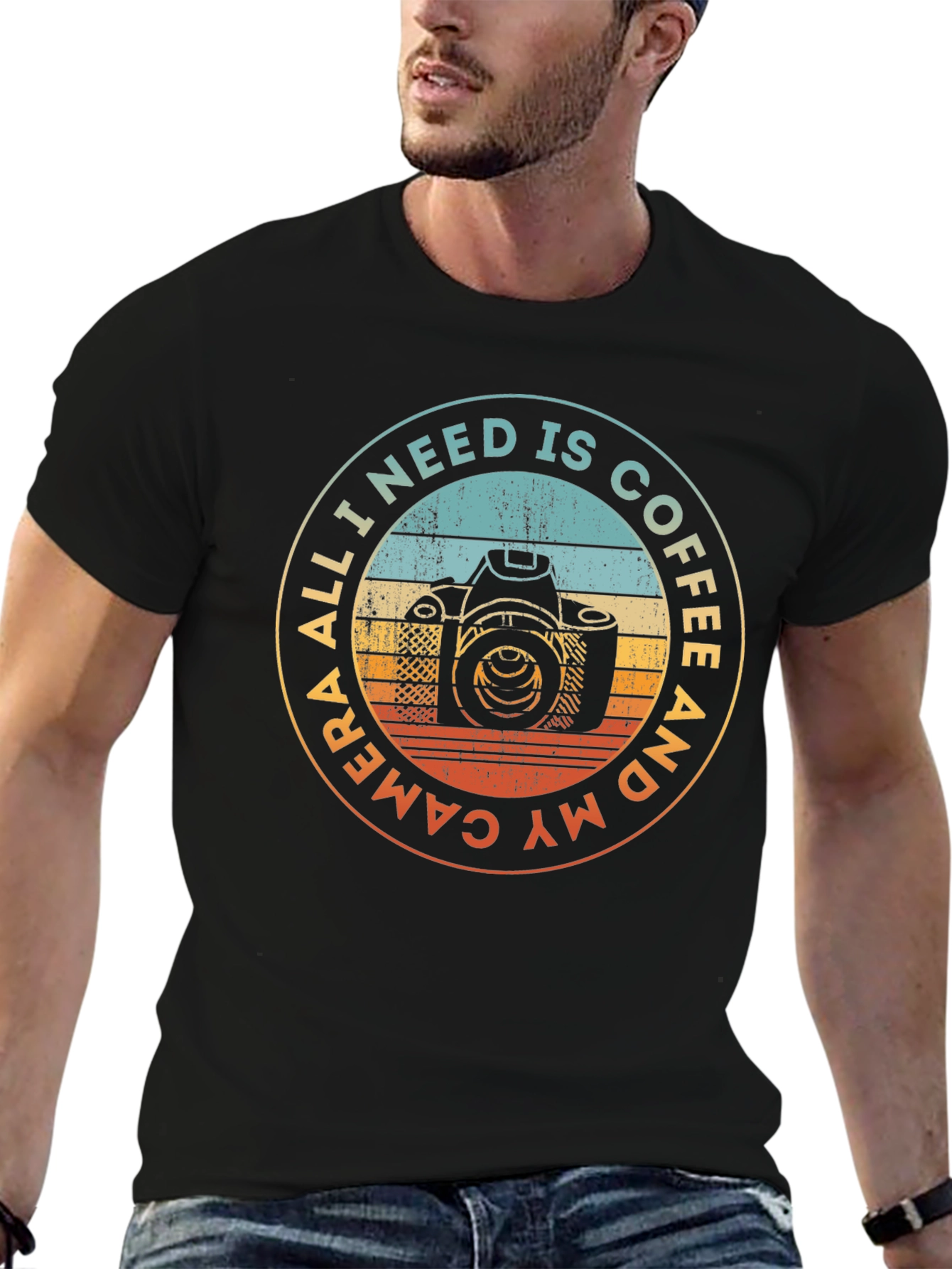 Black Coffee & Camera T-Shirt - Photographer Gift view 6