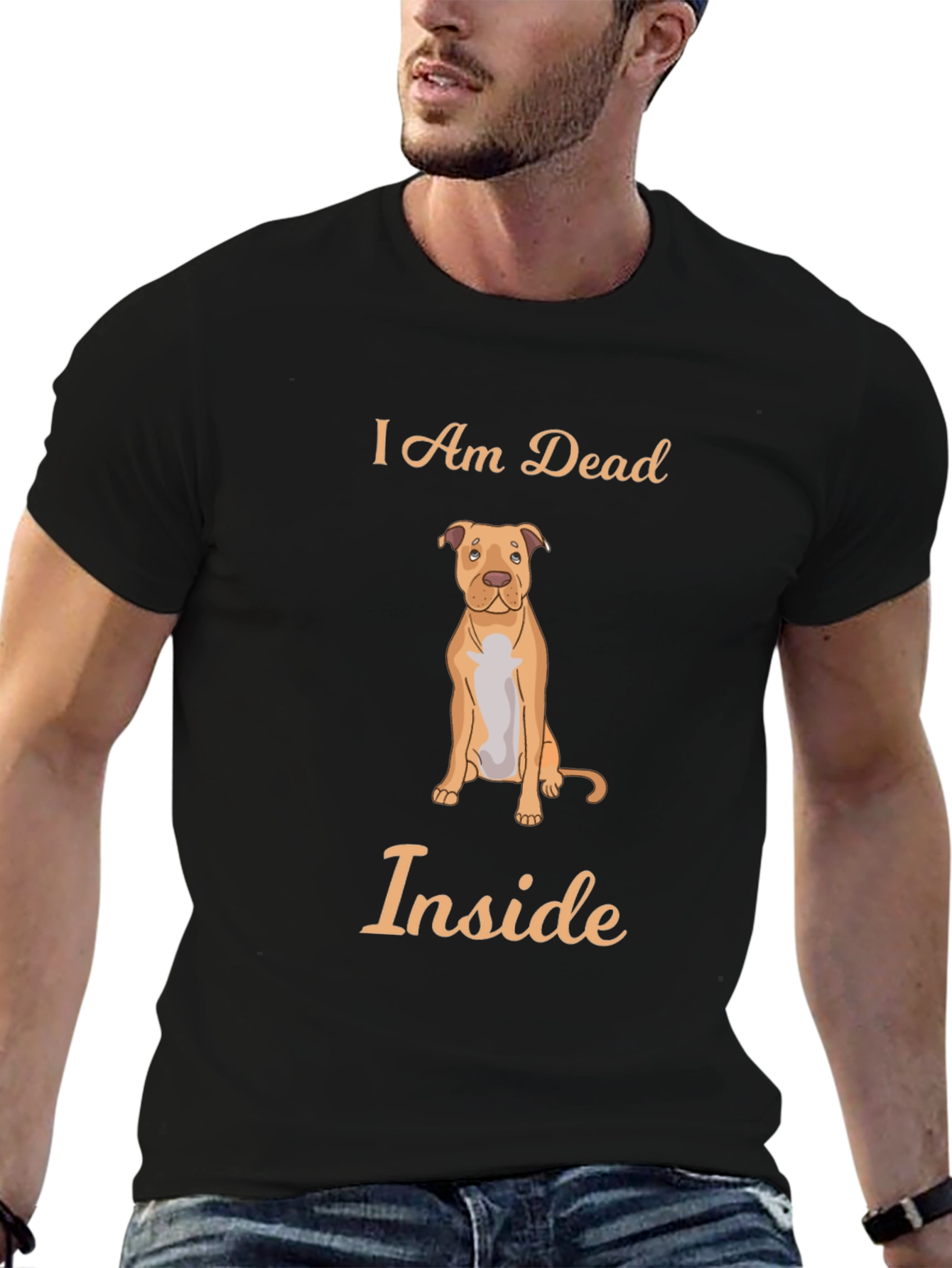 Black I Am Dead Inside Dog Graphic T-Shirt view 6