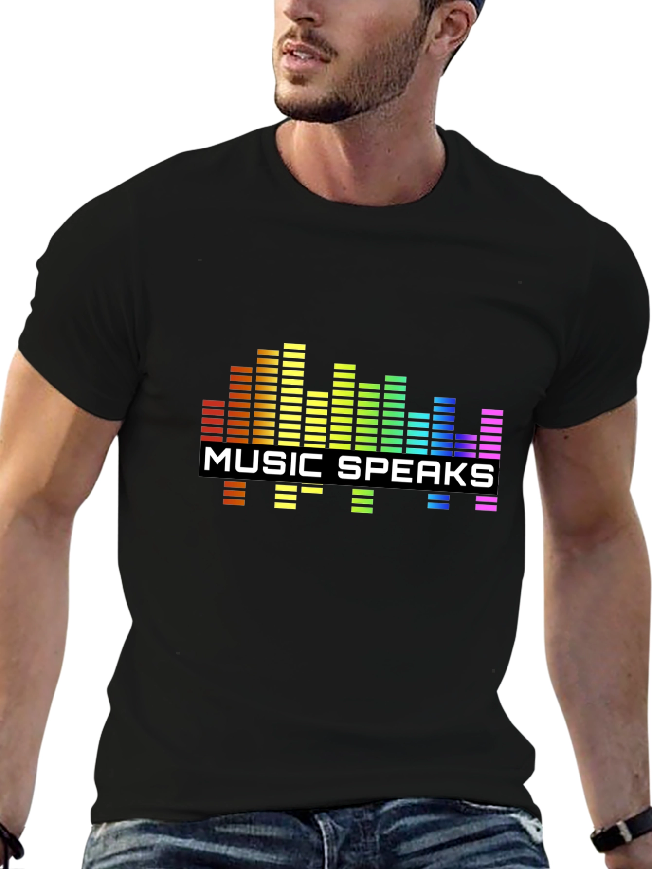 Black Music Speaks Graphic Black T-Shirt view 6