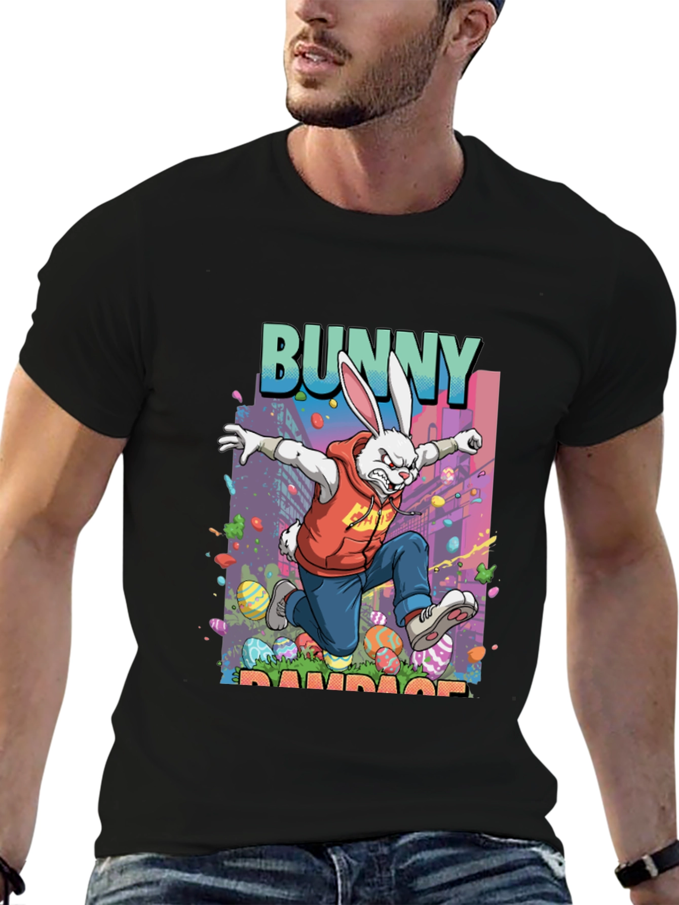 Black Bunny Rampage Graphic Tee - Easter Apparel view 6