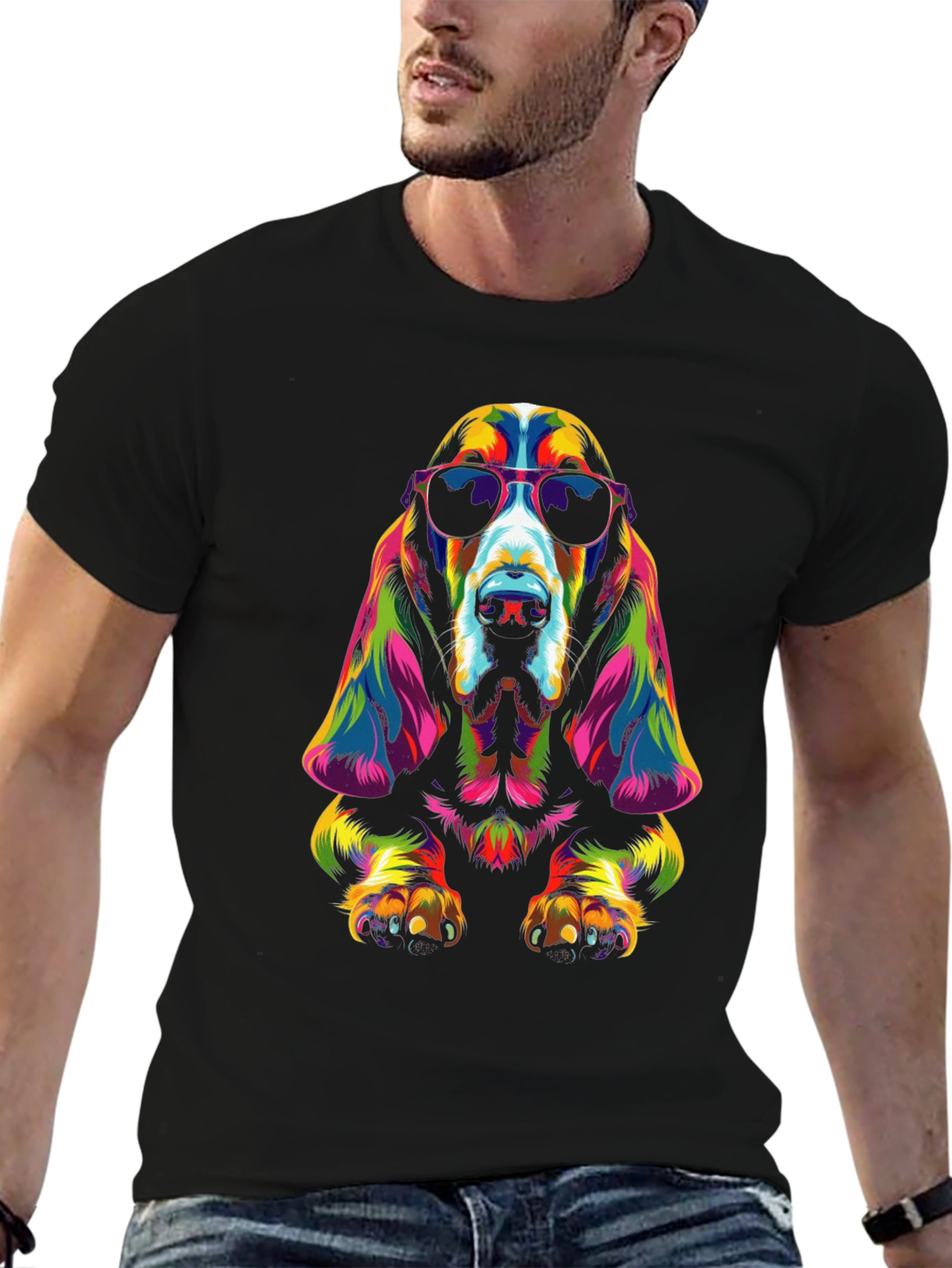 Black Cool Dog Graphic T-Shirt - Black view 6