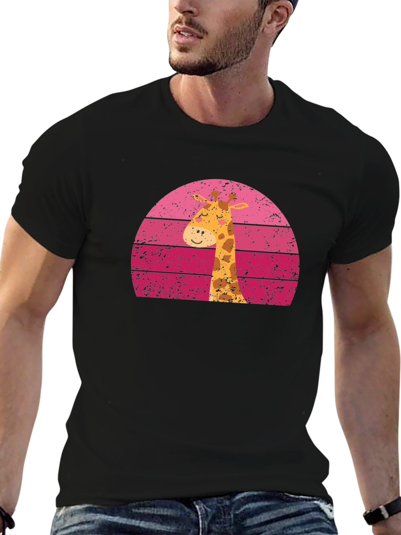 Black Giraffe Sunset Graphic Tee - Unique Design view 6