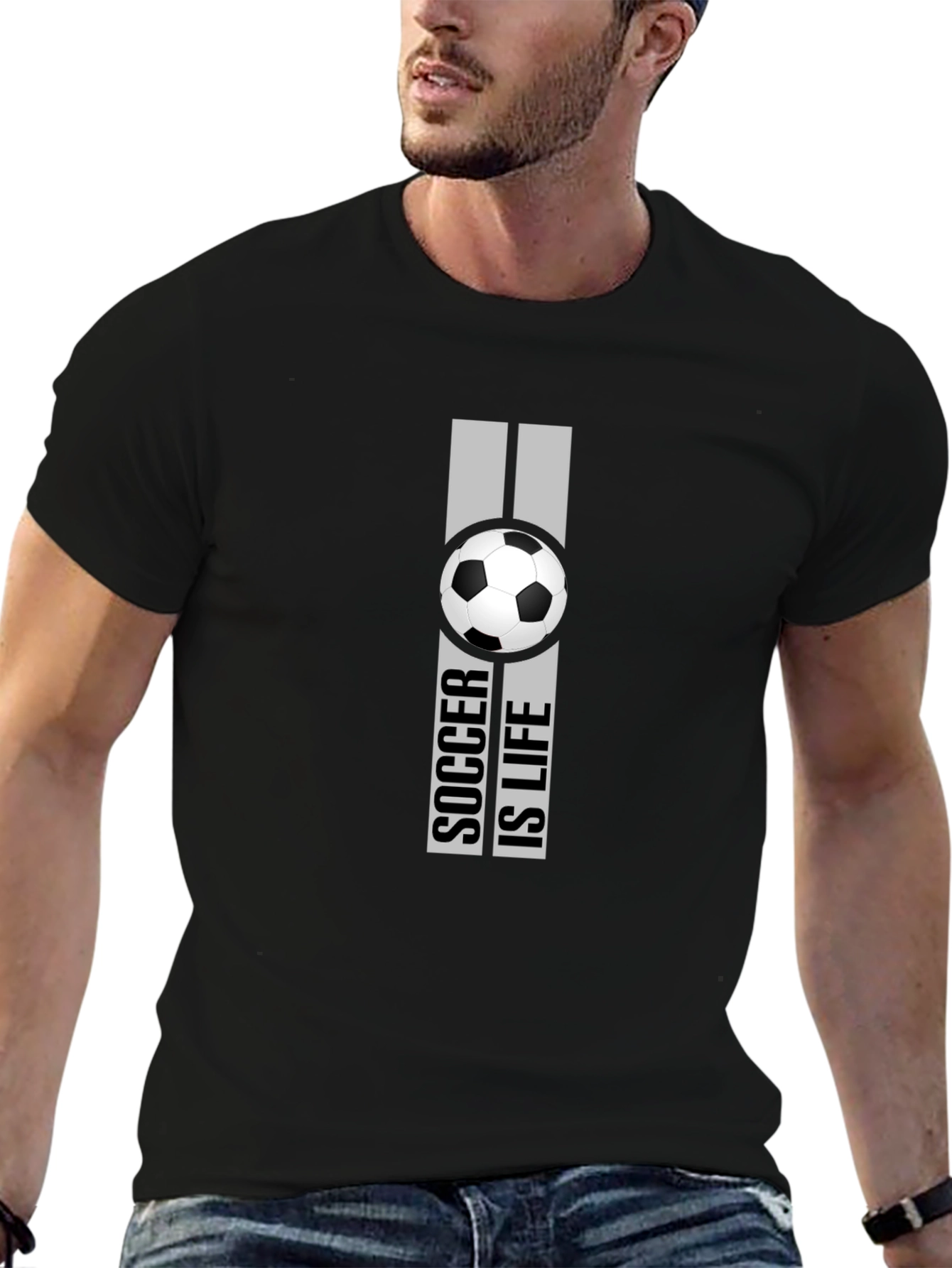 Black Soccer Is Life Graphic T-Shirt - Black view 6