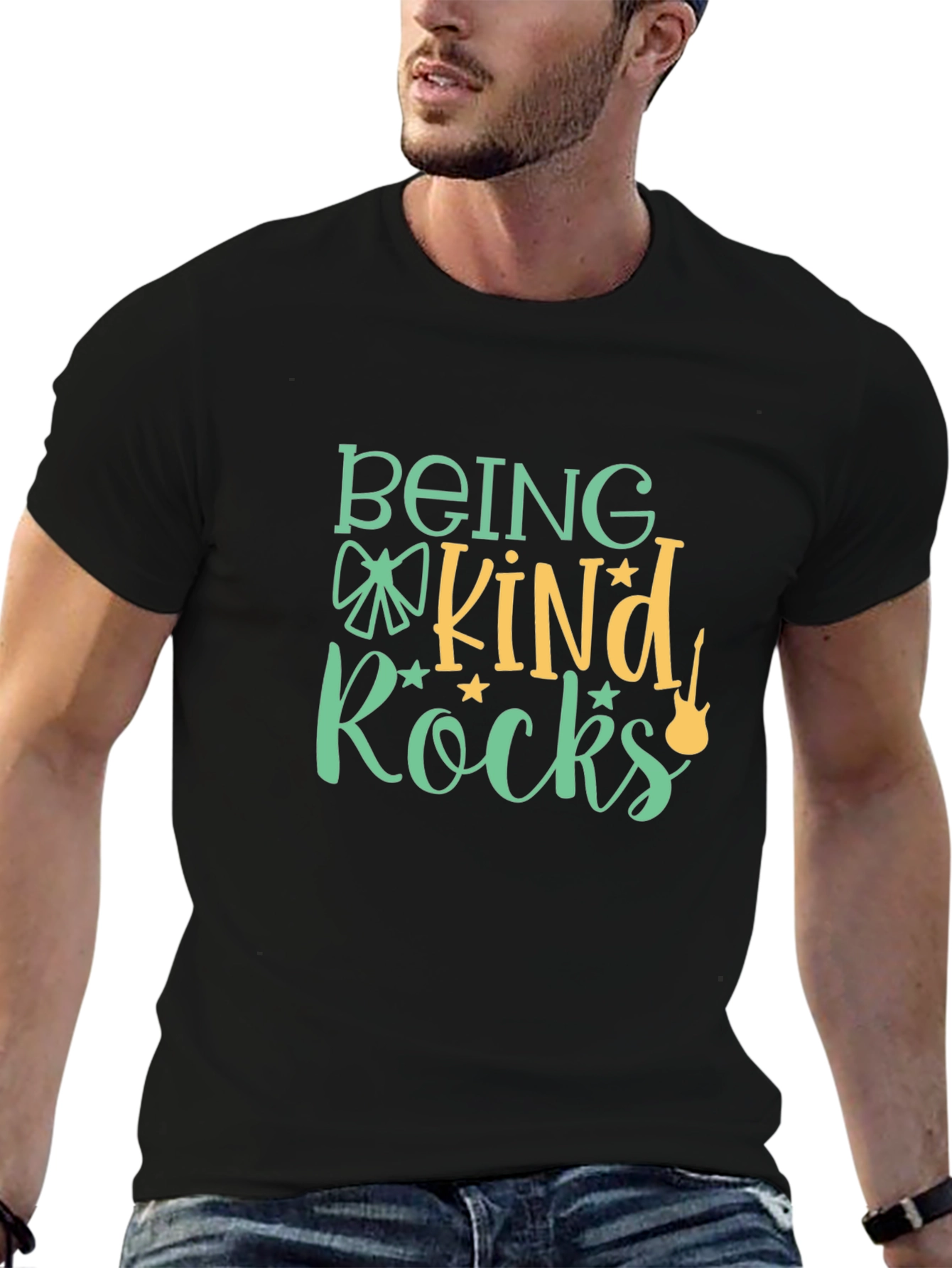 Black Being Kind Rocks Graphic Tee - Positive Vibes T-Shirt view 6