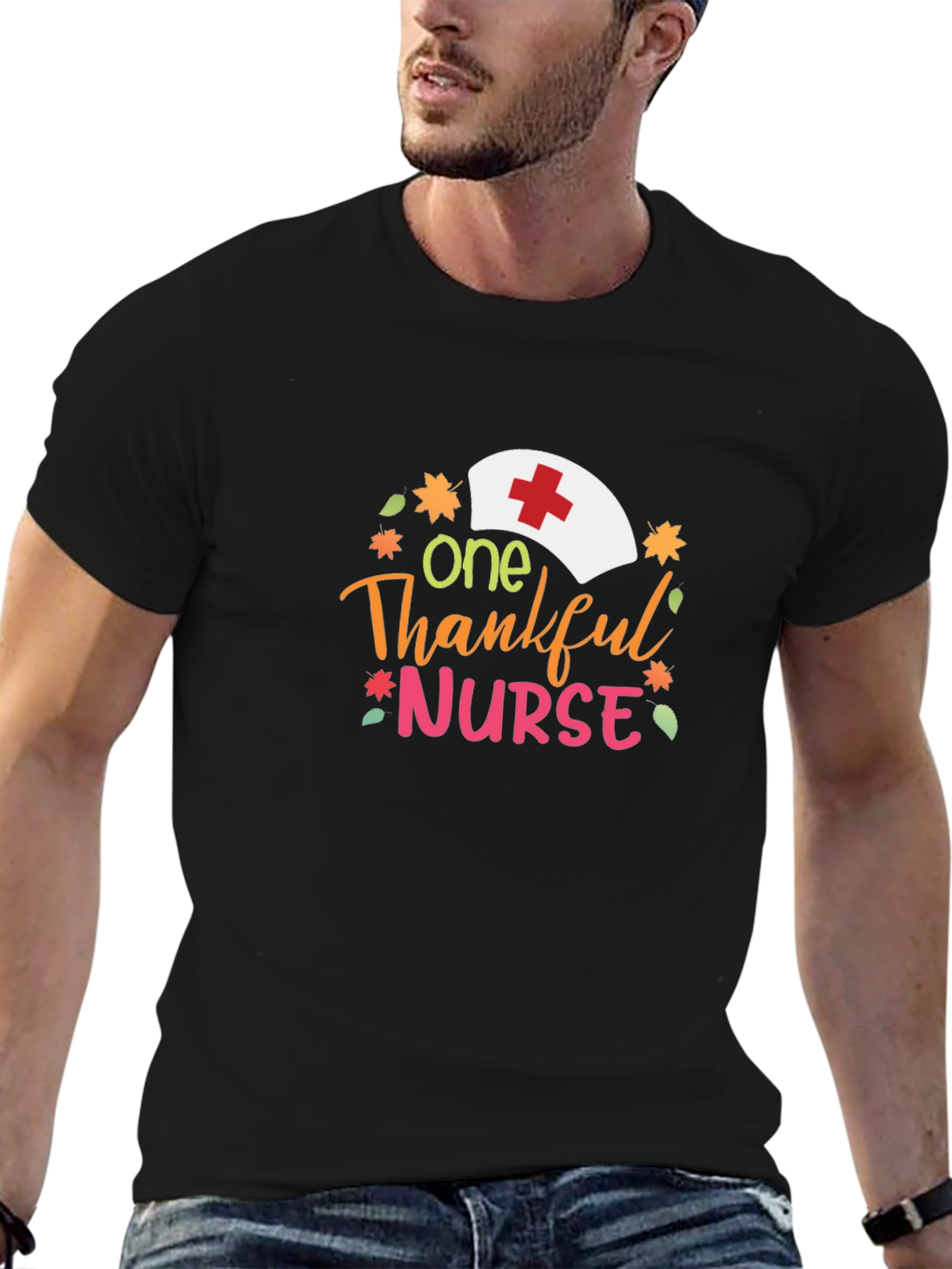 Black One Thankful Nurse T-Shirt view 6