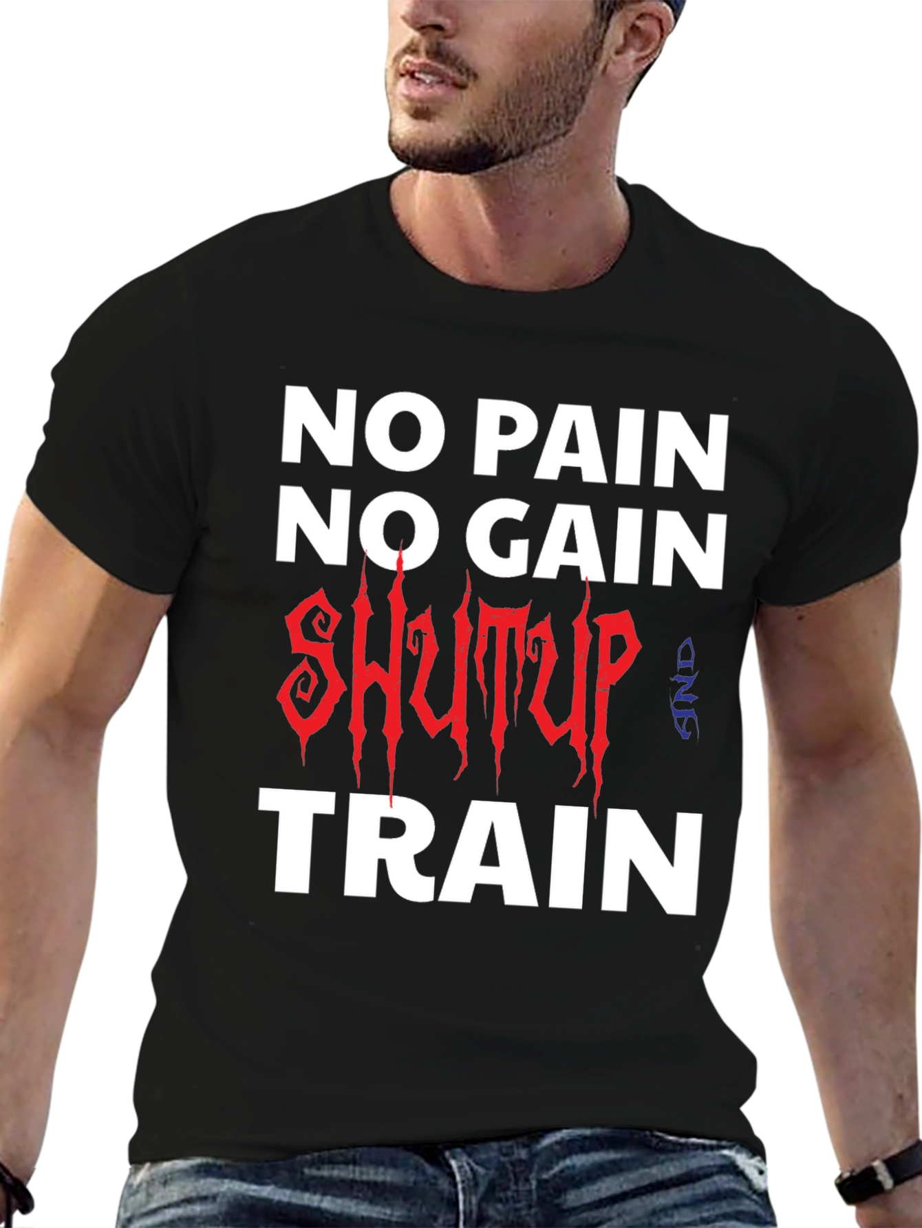 Black No Pain No Gain T-Shirt Workout Motivation view 6