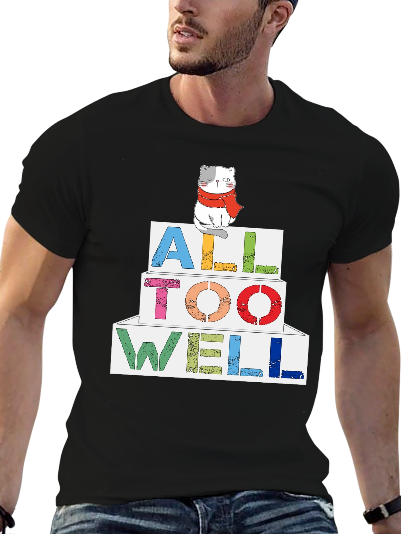 Black All Too Well Cat Graphic Tee - Soft Cotton Blend view 6