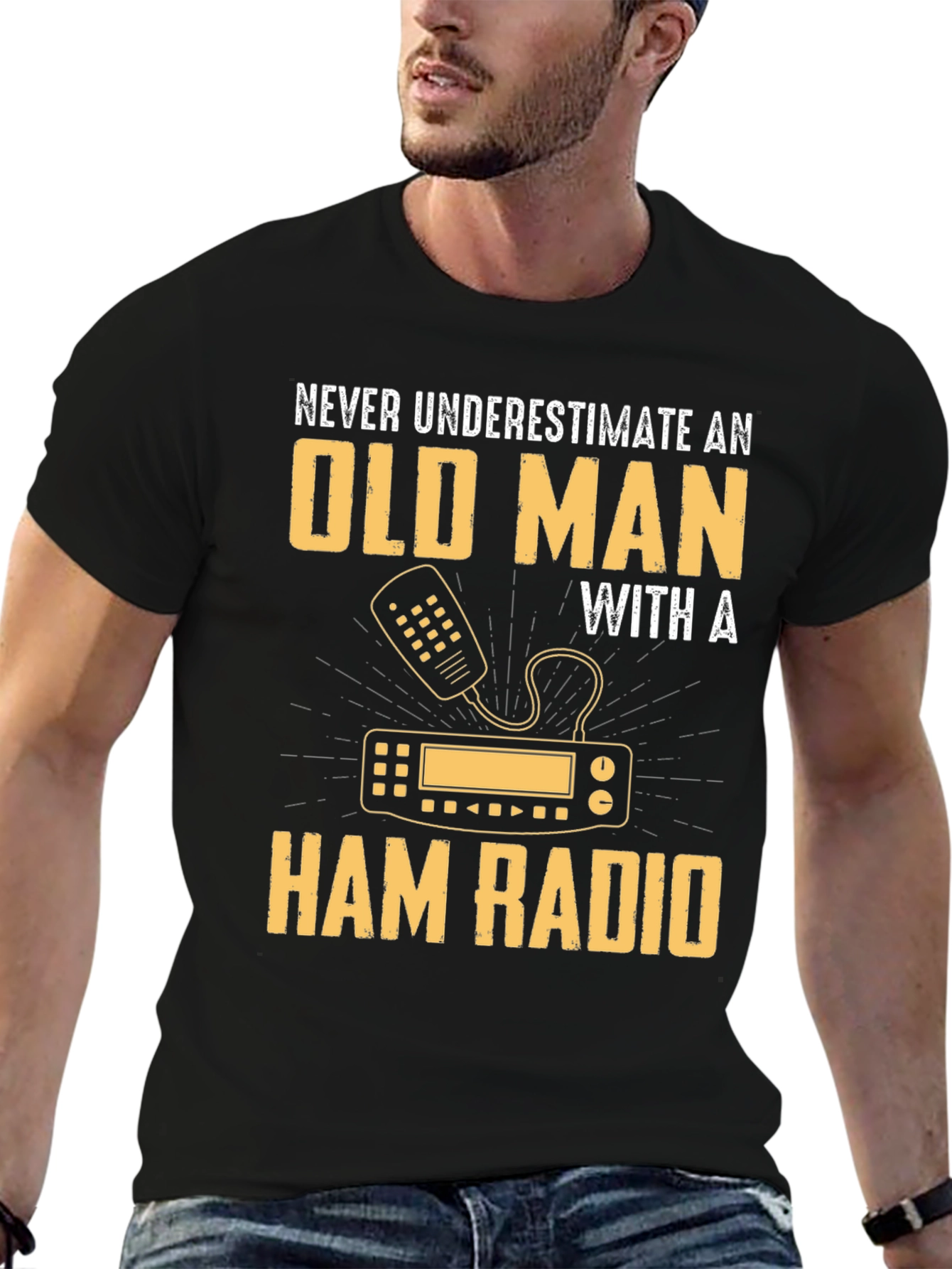 Black Ham Radio Old Man T-Shirt - Never Underestimate! view 6