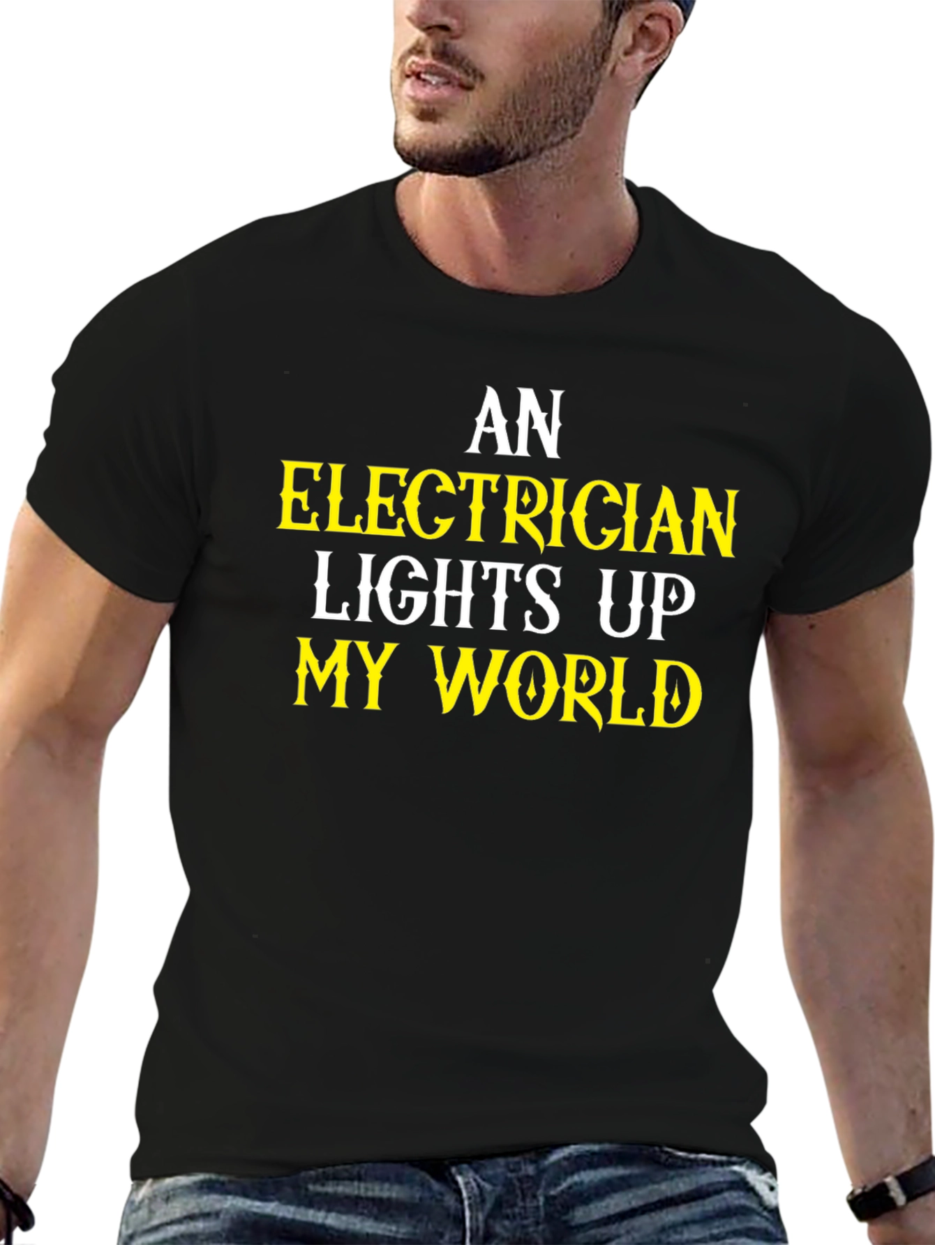 Black Electrician Lights Up My World T-Shirt view 6