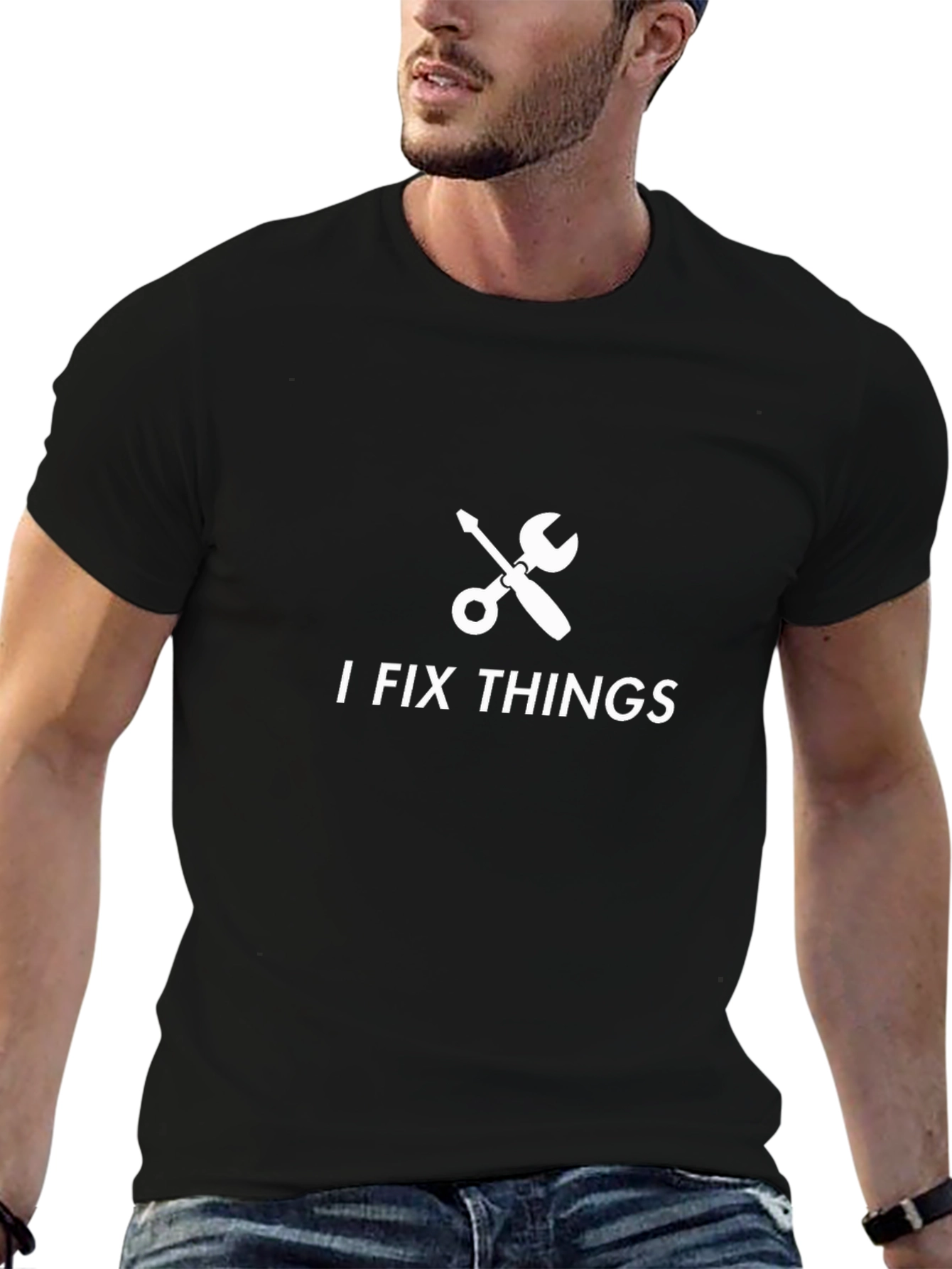 Black I Fix Things T-Shirt Funny Handyman Tee view 6