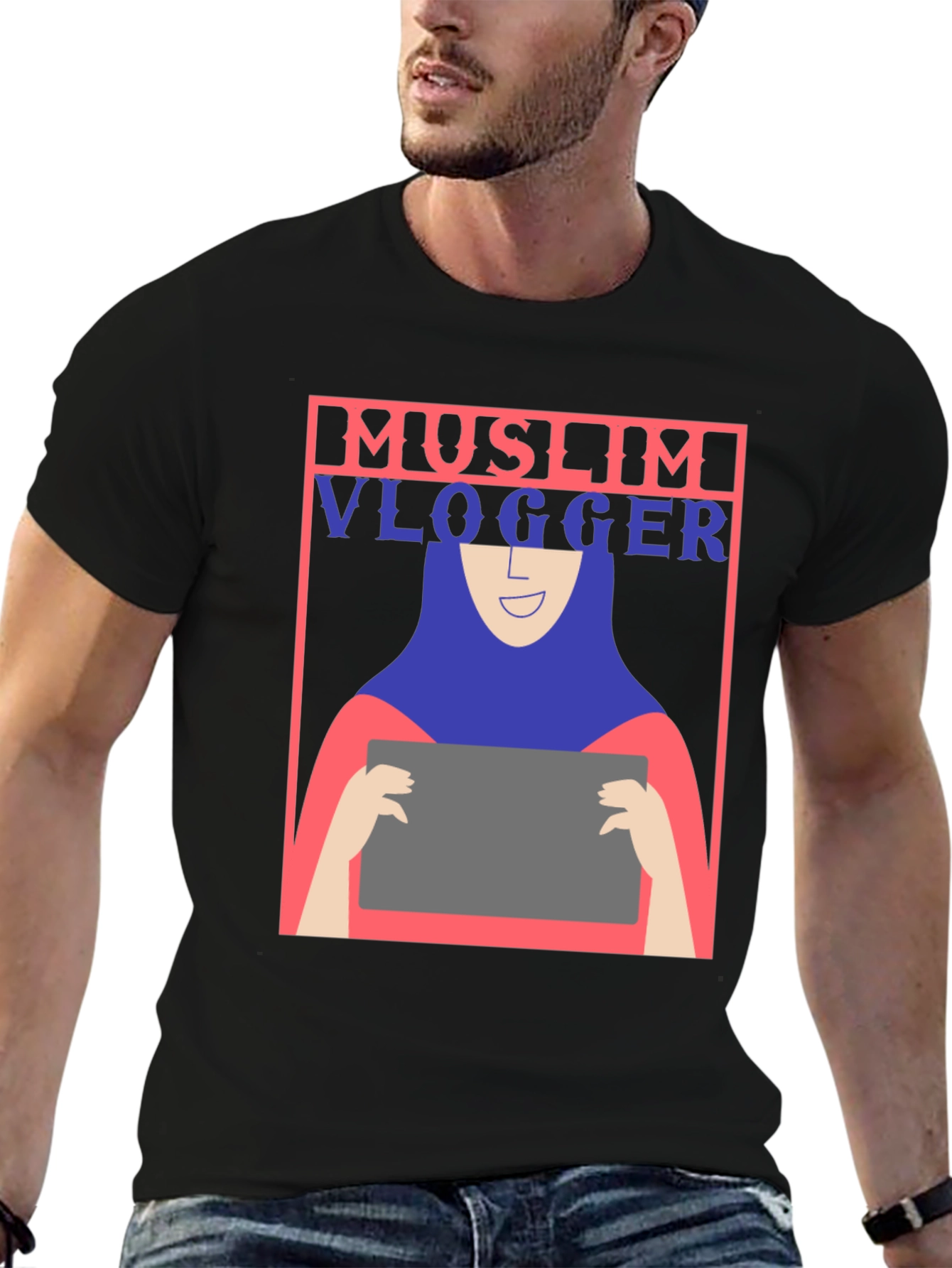 Black Muslim Vlogger Graphic T-Shirt - Unisex view 6