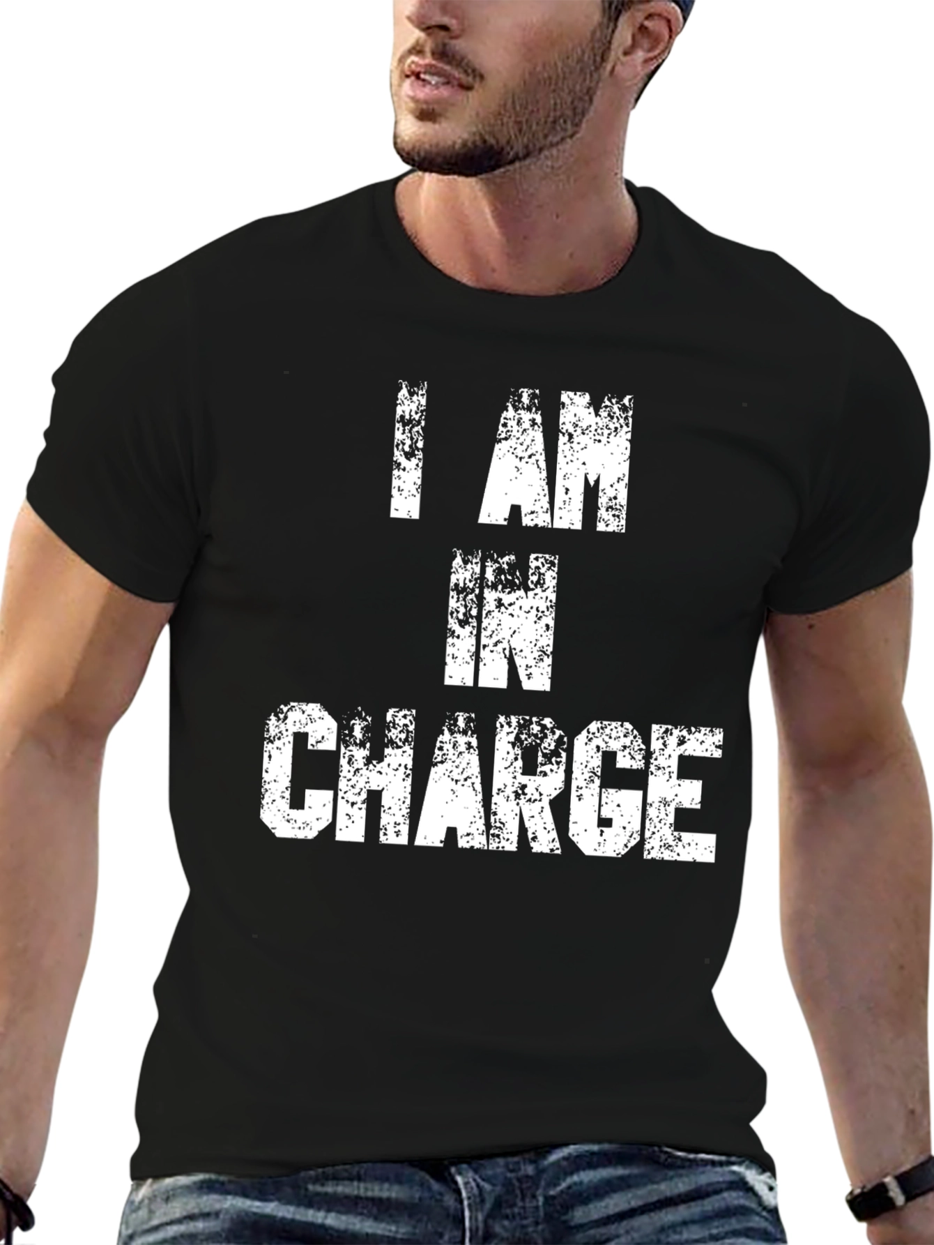 Black I AM IN CHARGE Graphic Tee - Statement T-Shirt view 6