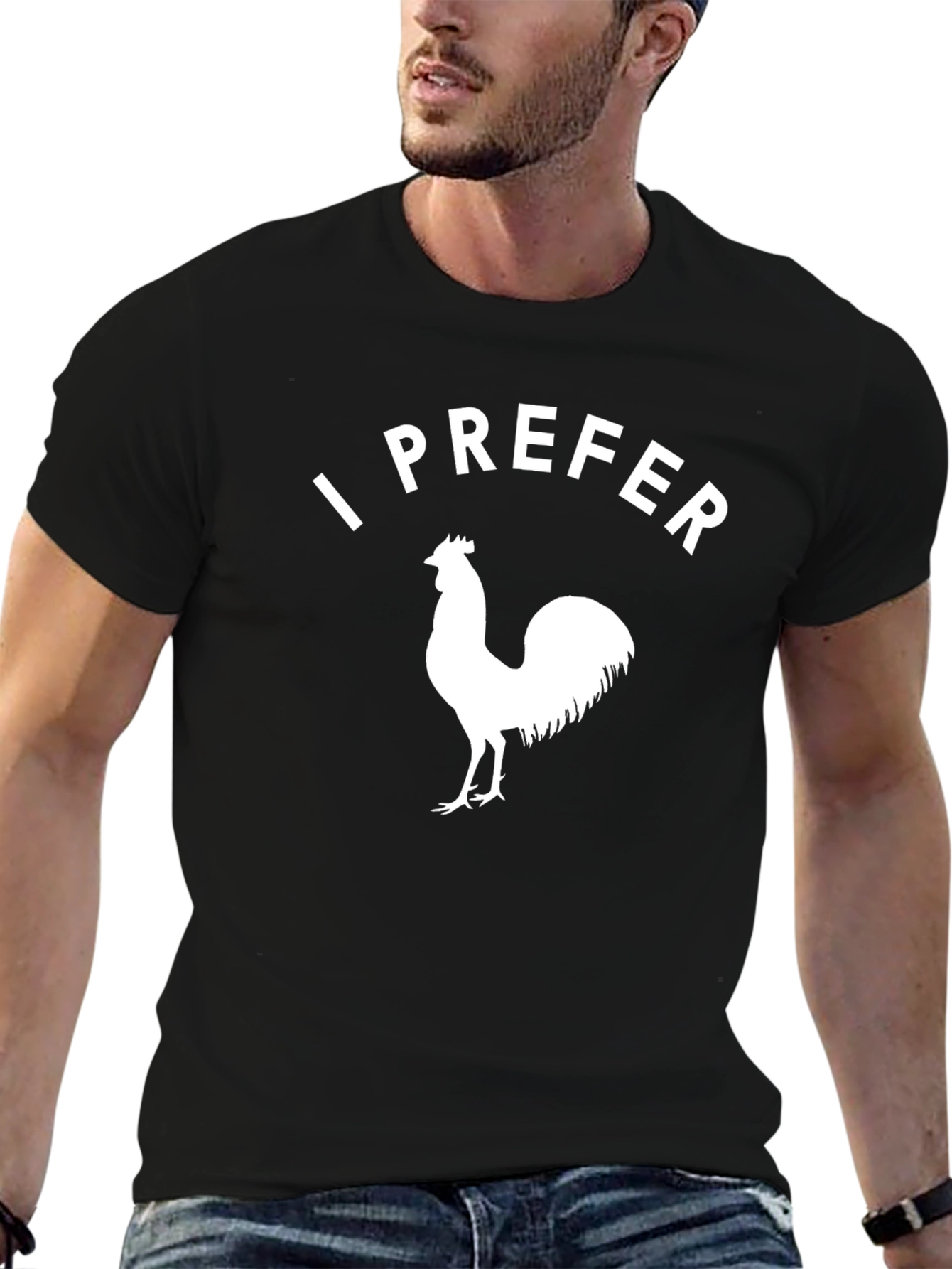 Black I Prefer Rooster T-Shirt - Adult Humor Tee view 6