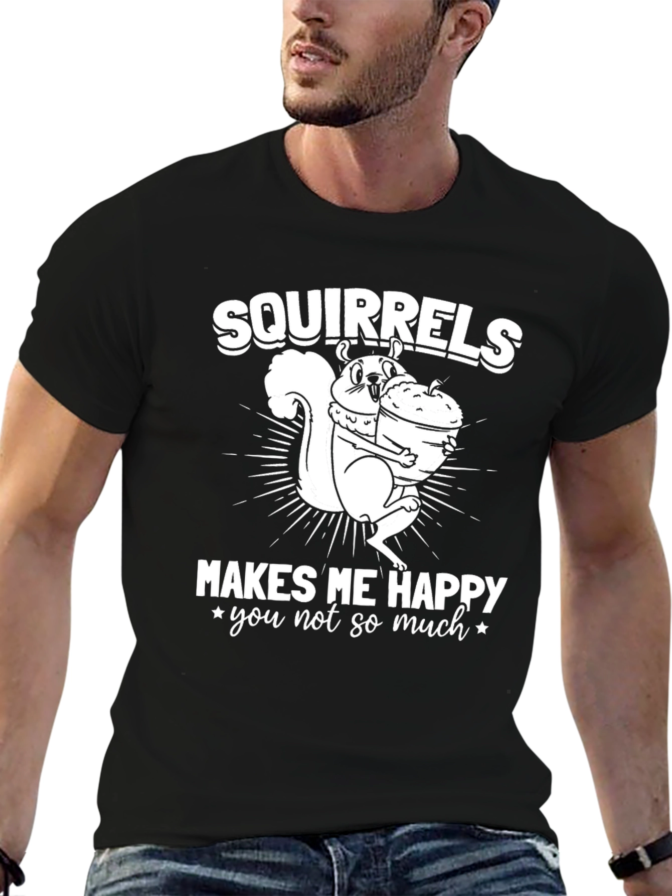 Black Squirrels Make Me Happy T-Shirt - Funny Graphic Tee view 6