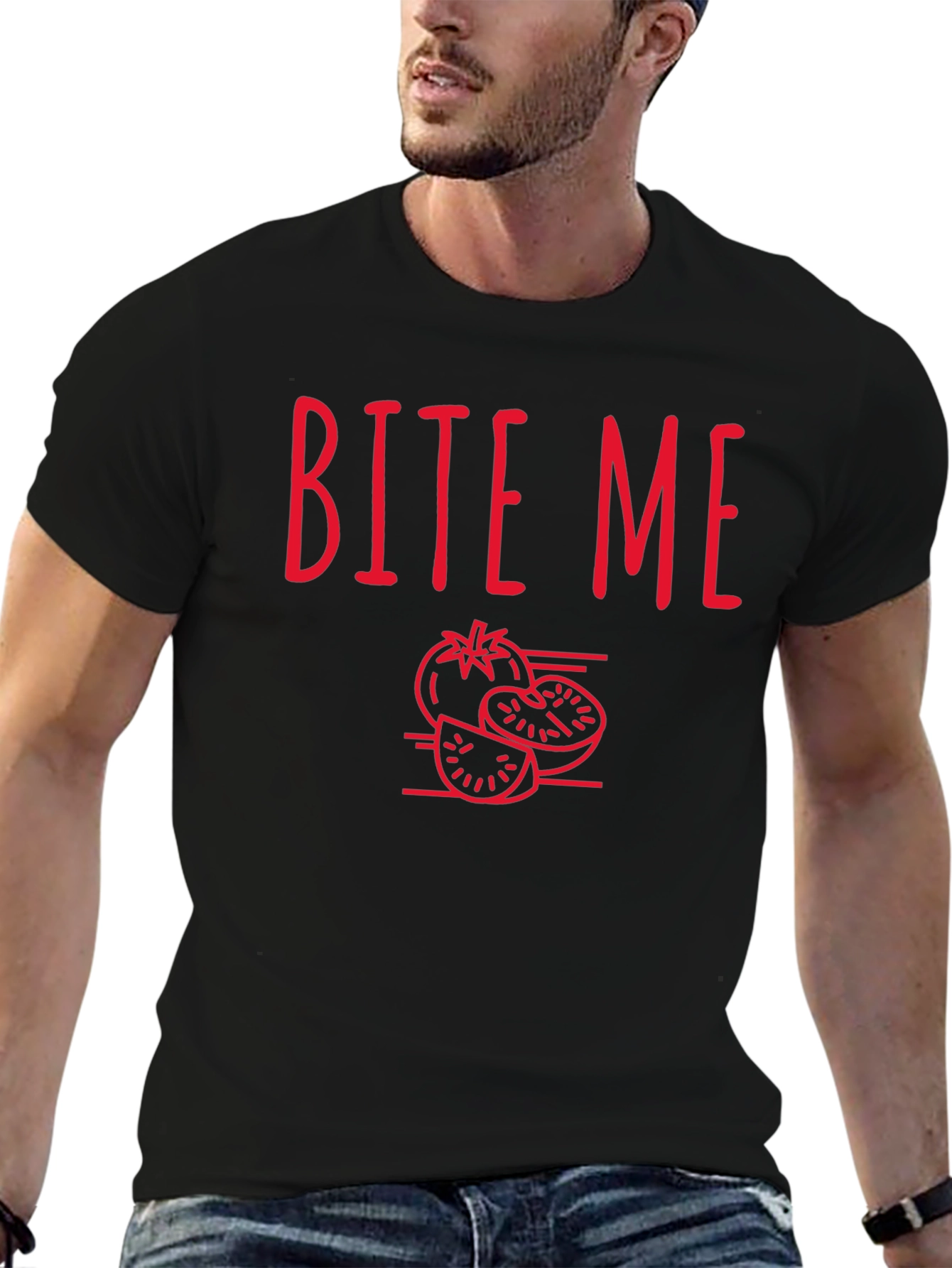 Bite Me Tomato Graphic T-Shirt - Casual Tee - 6