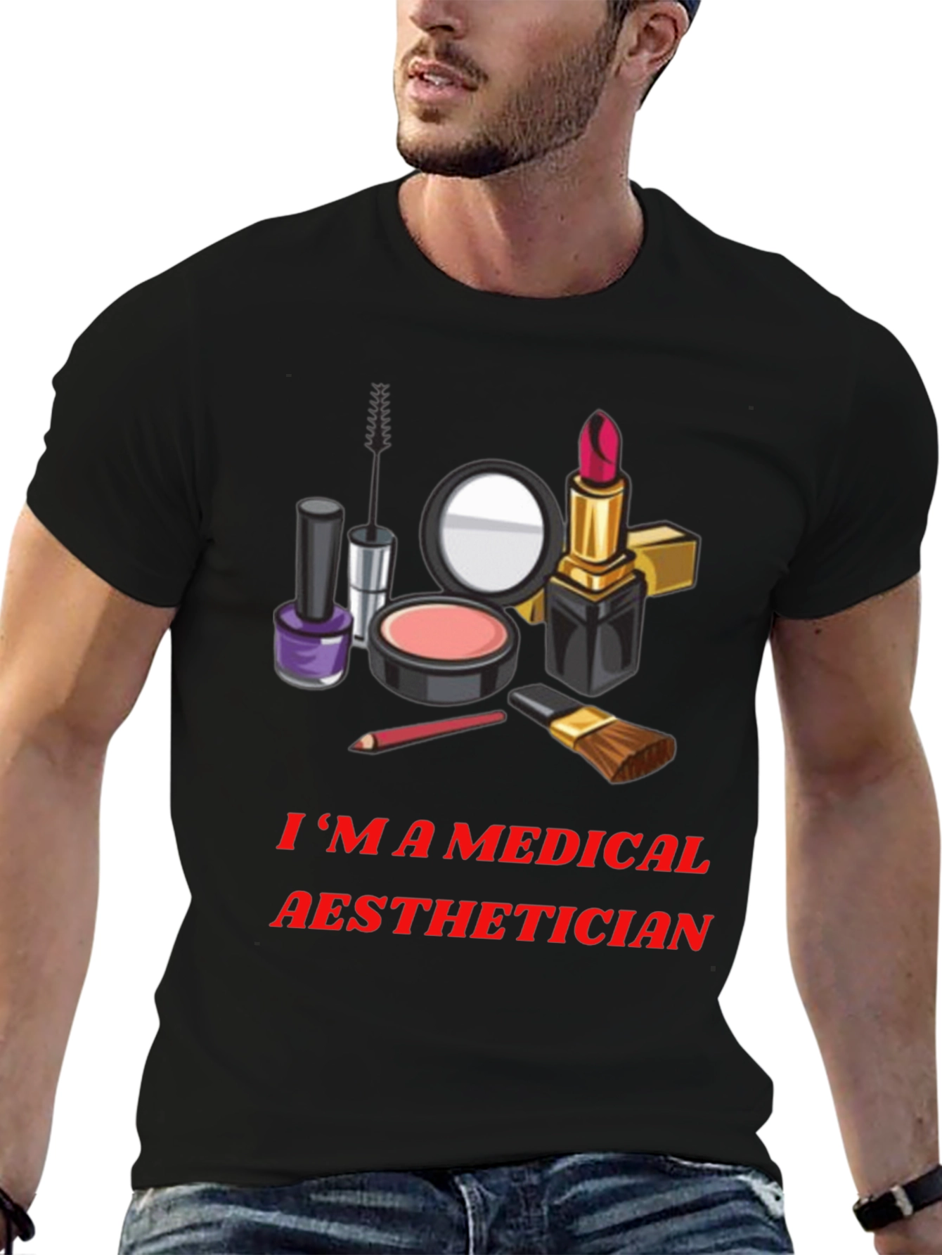 Black Medical Aesthetician T-Shirt - Makeup Artist Graphic Tee view 6