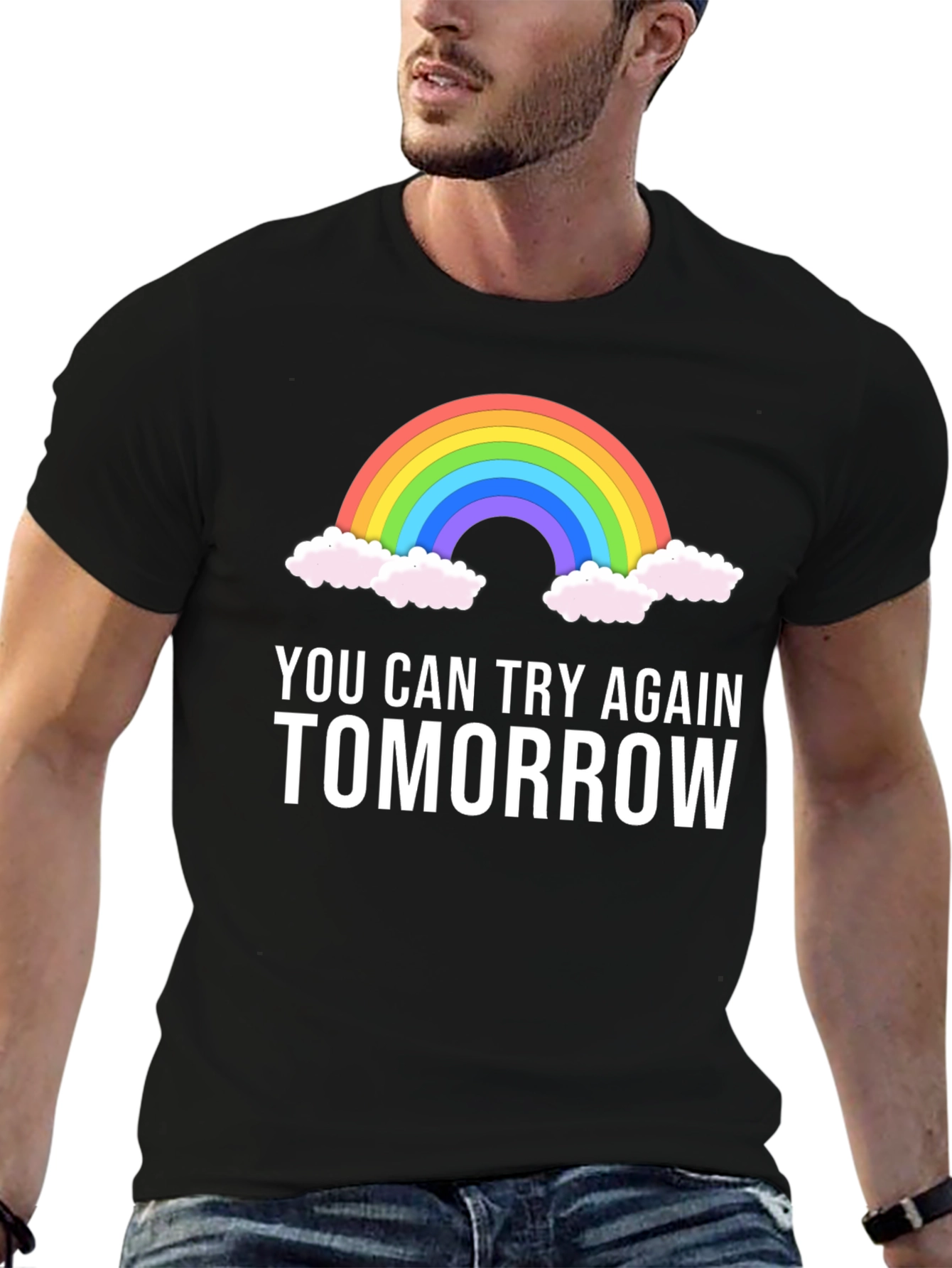 Black Rainbow Tomorrow Graphic Tee - Motivational T-Shirt view 6