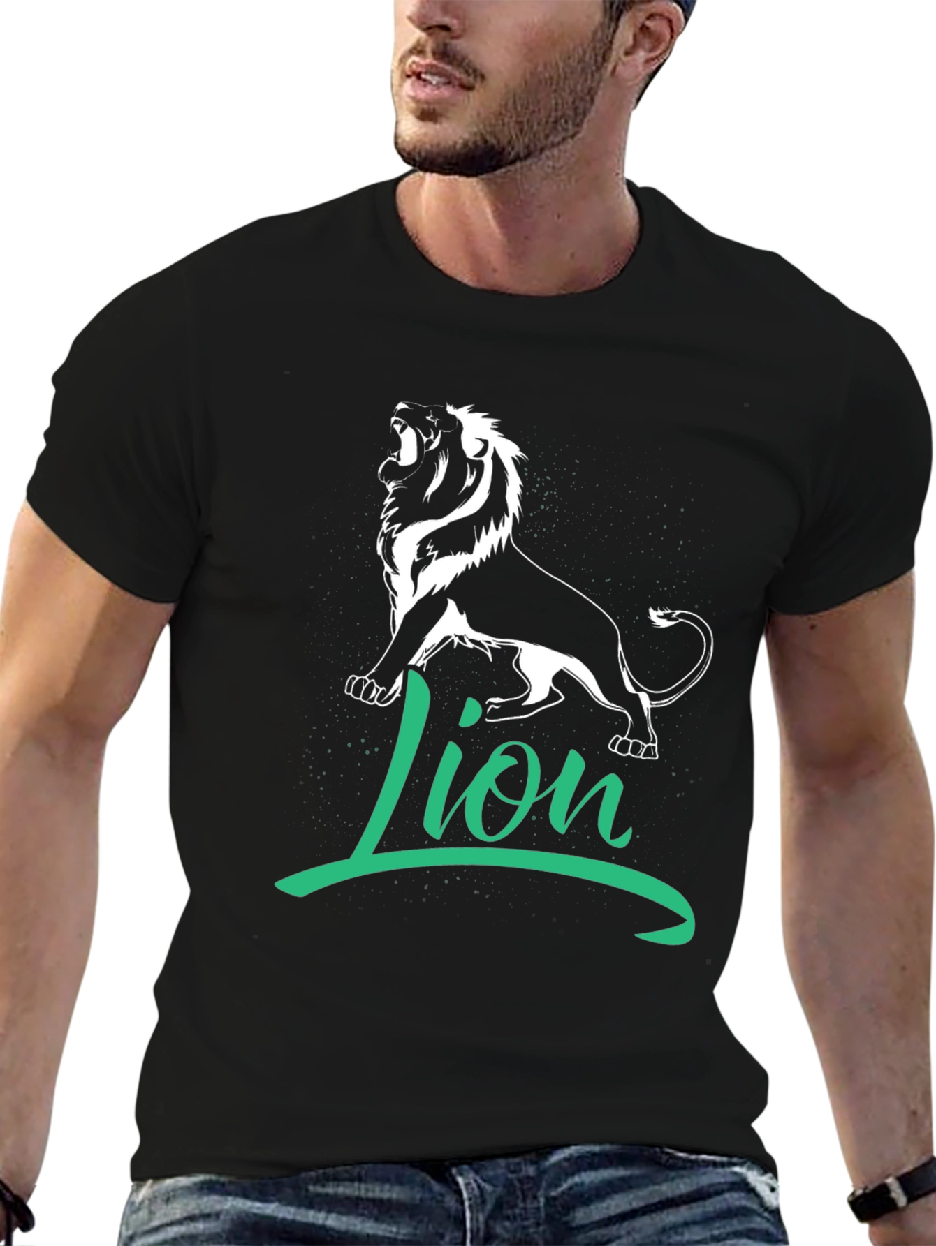 Black Lion Graphic Tee - Black Cotton T-Shirt view 6