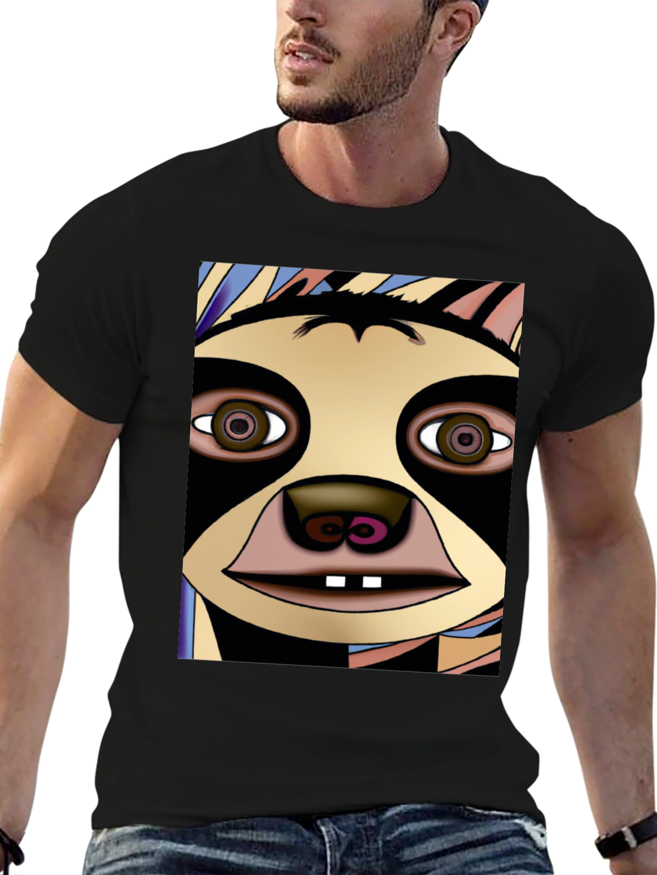 Black Sloth Face Graphic Tee - Unique Design view 6