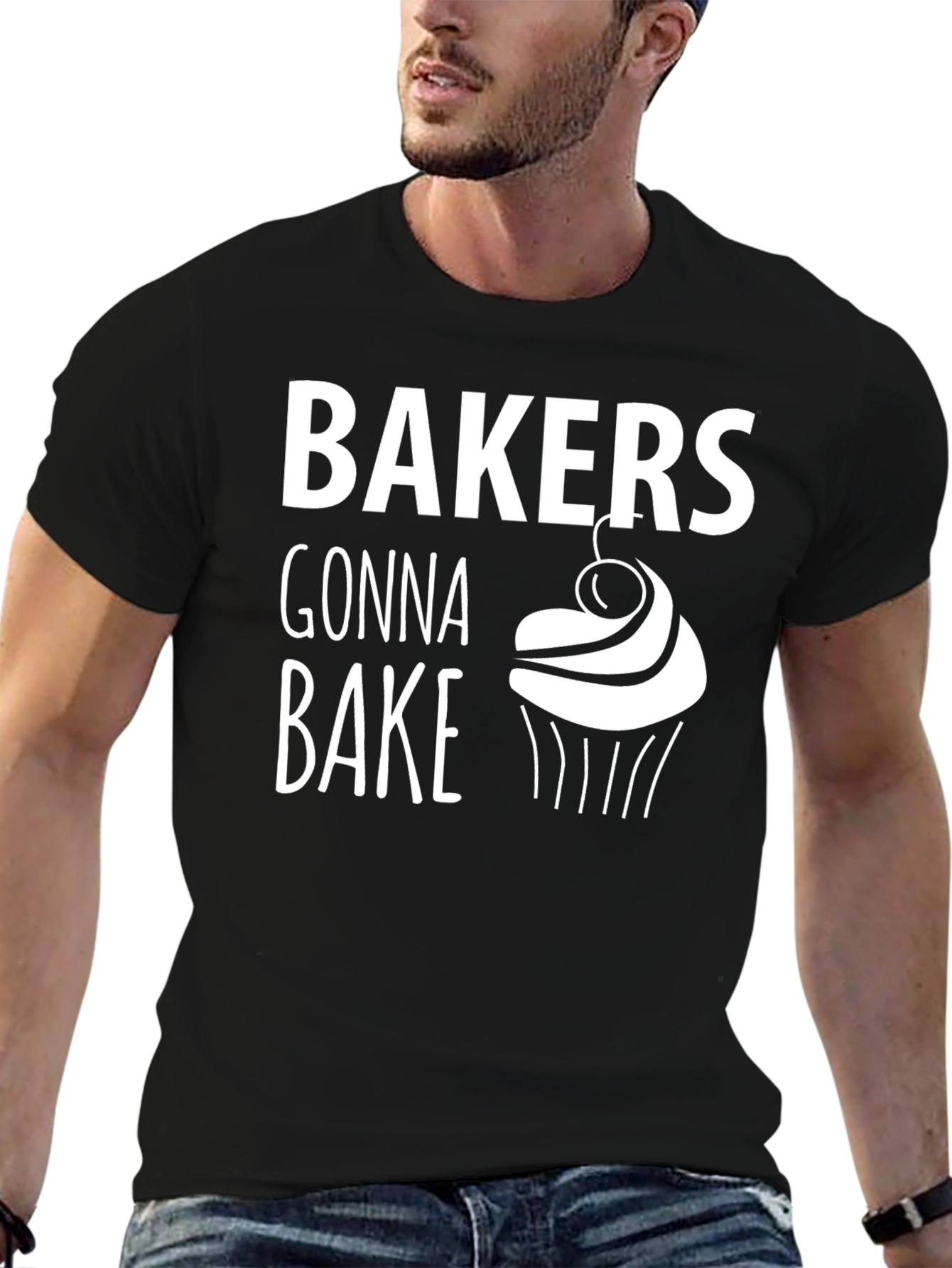 Black Bakers Gonna Bake T-Shirt - Black, Cupcake Design view 6