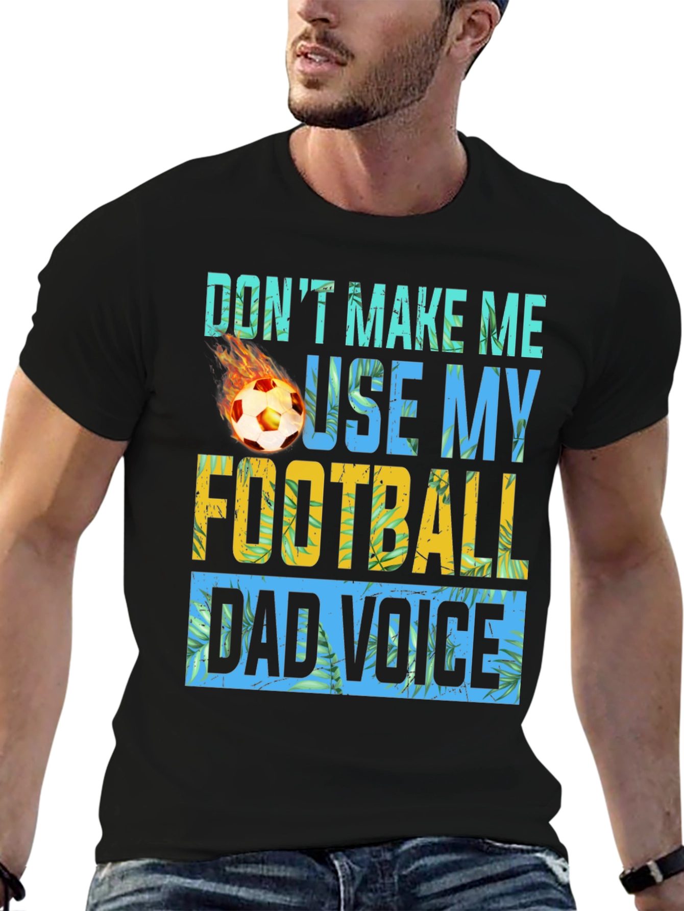 Black Funny Football Dad Voice Graphic T-Shirt view 6