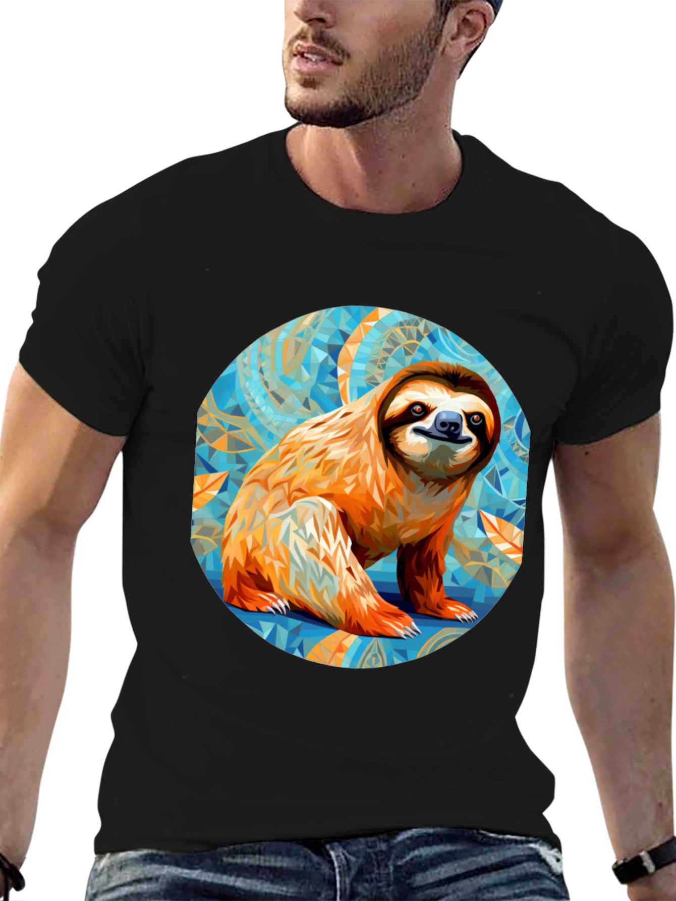 Black Sloth Graphic Tee - Men's Black T-Shirt view 6