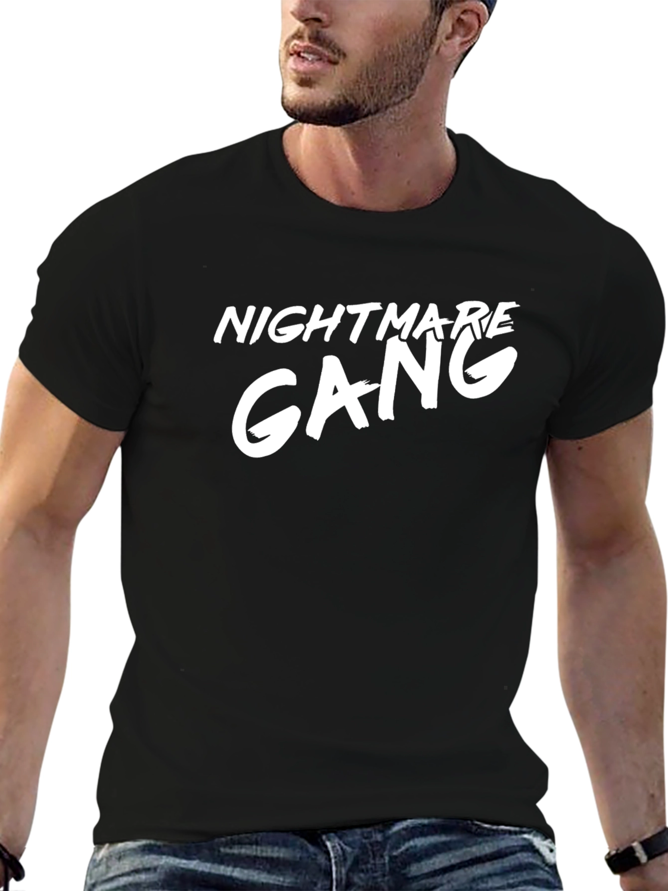 Black Nightmare Gang Graphic Tee - Black Cotton T-Shirt view 6