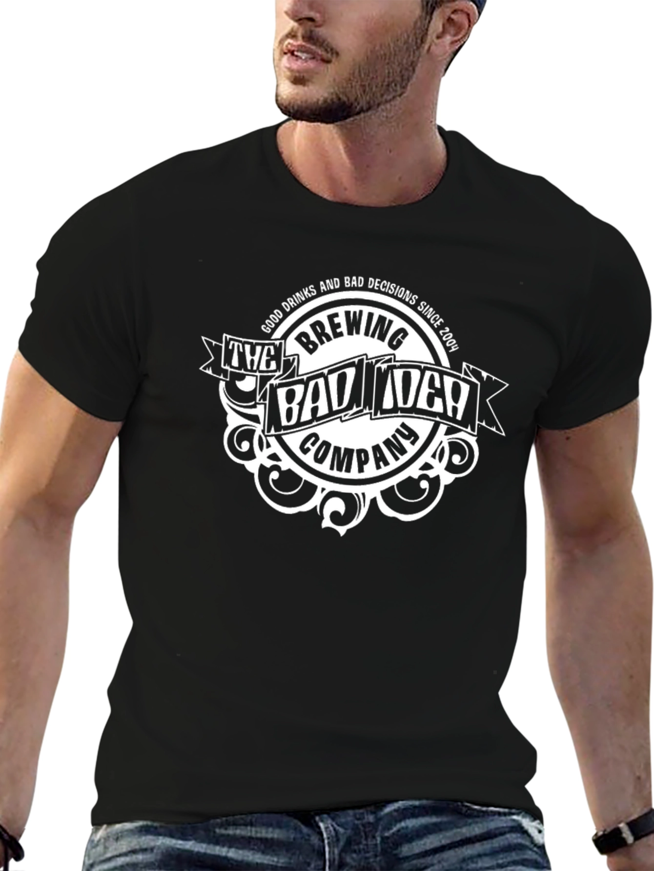 Black The Bad Idea Brewing Company Black Graphic T-Shirt view 6