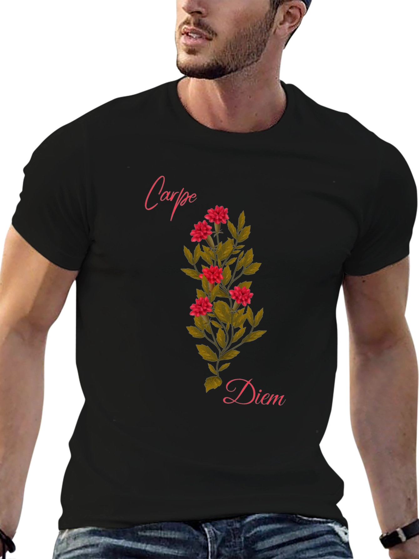 Black Carpe Diem Floral T-Shirt - Seize the Day! view 6