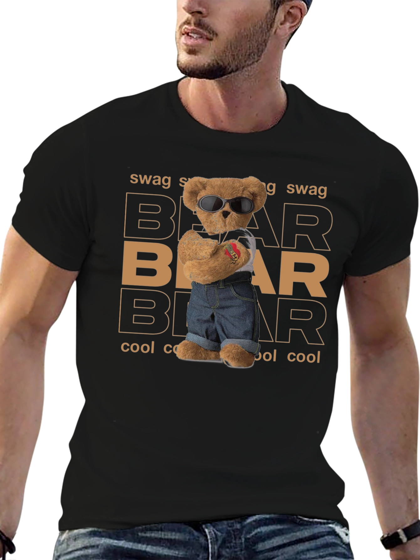 Black Cool Bear Swag Graphic Tee view 6