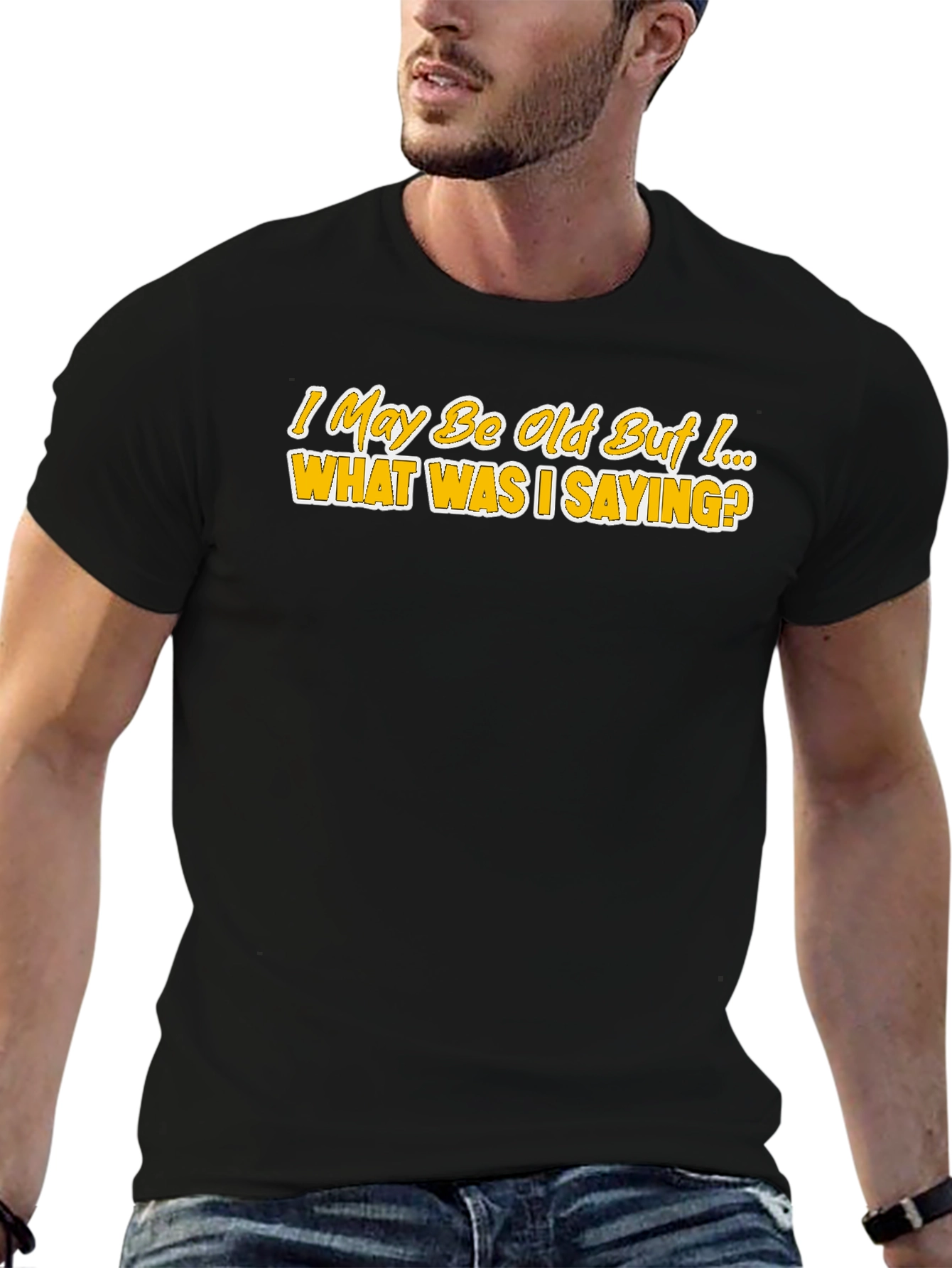 Black Funny Men's T-Shirt - I May Be Old But... What Was I Saying? view 6