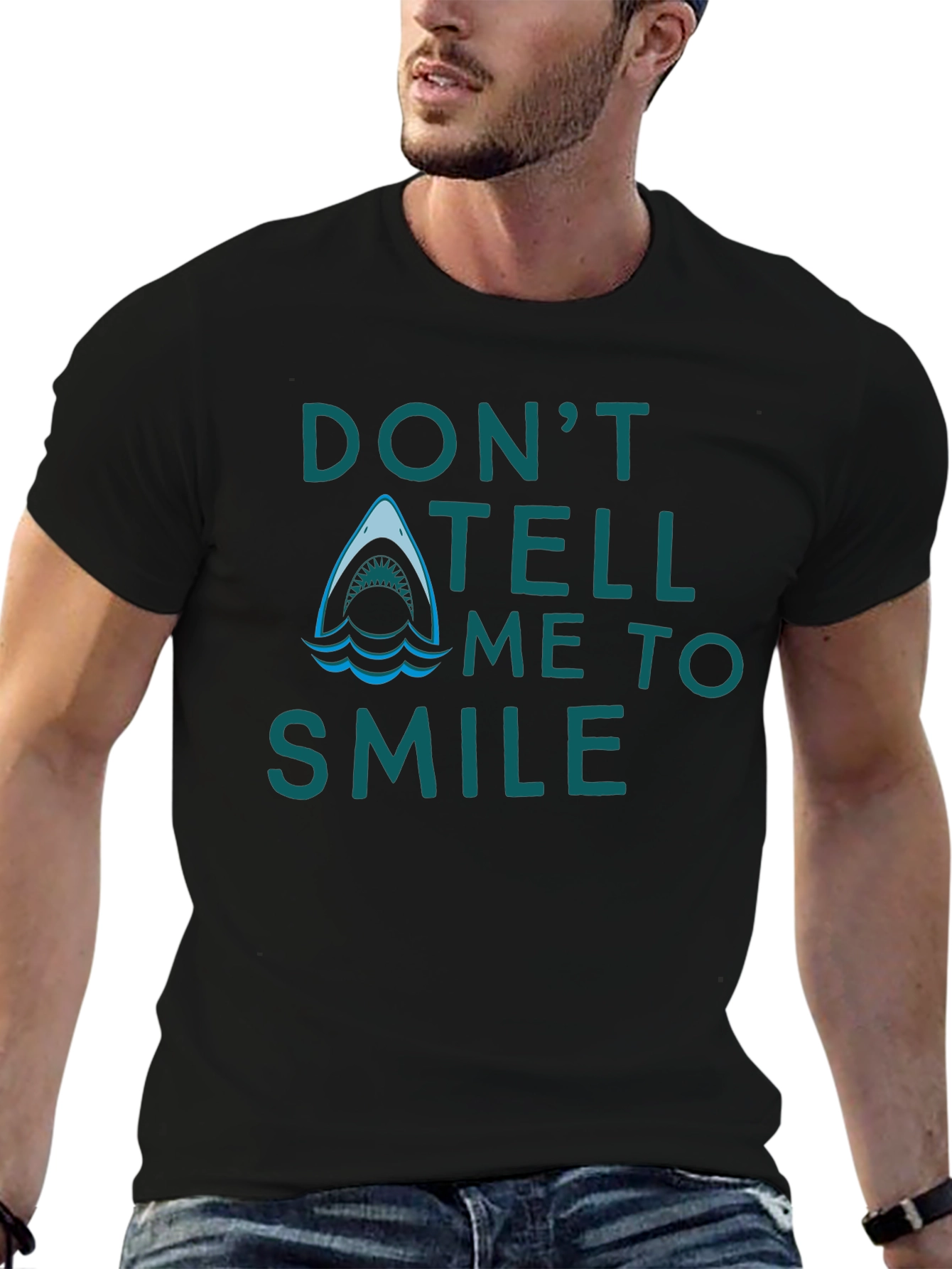 Black Don't Tell Me To Smile Shark T-Shirt view 6