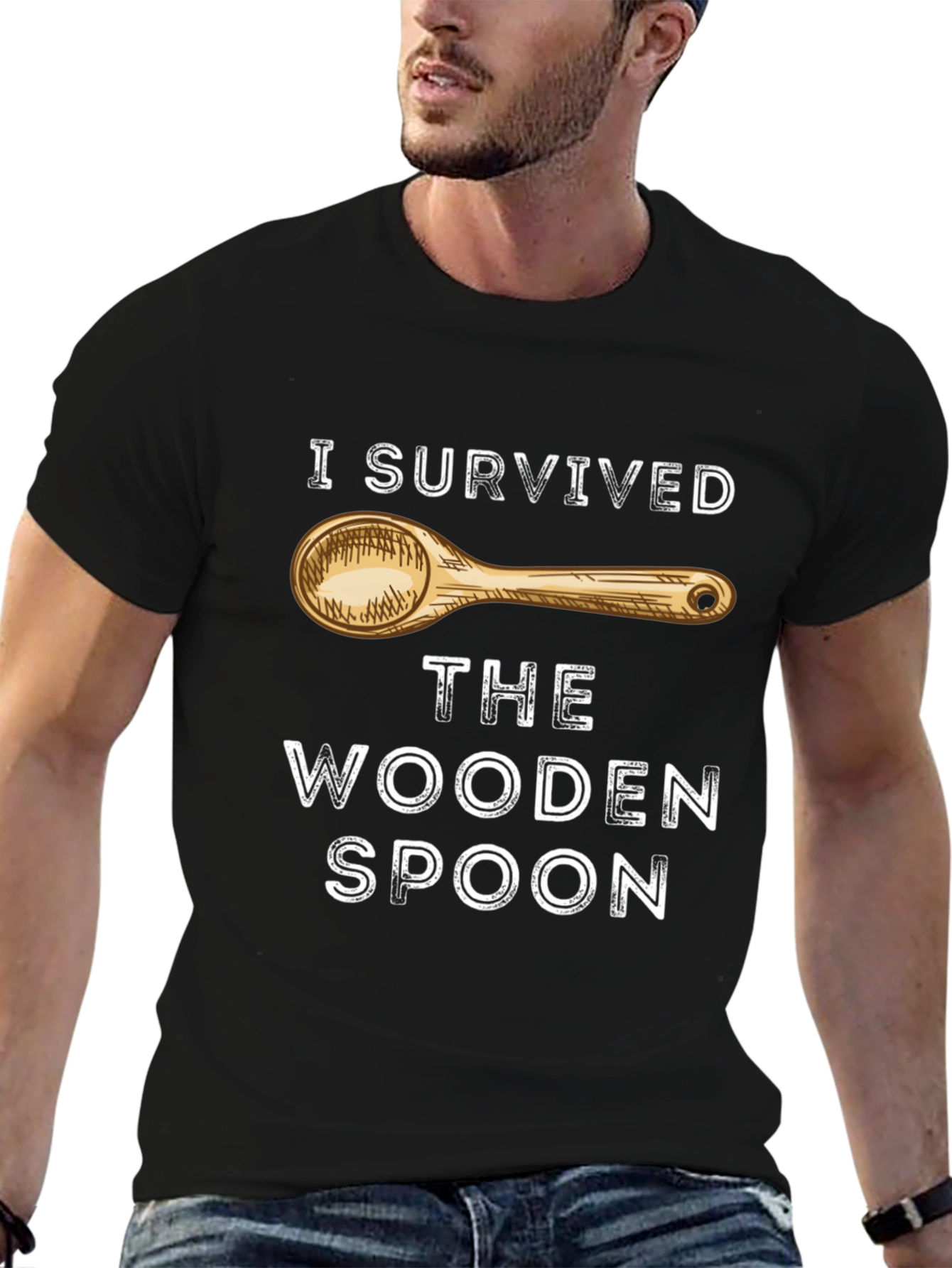 Black I Survived the Wooden Spoon Novelty T-Shirt view 6