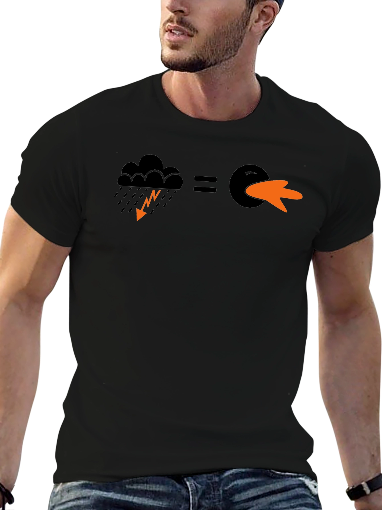 Black Funny Weather Duck Short-Sleeve T-Shirt view 6