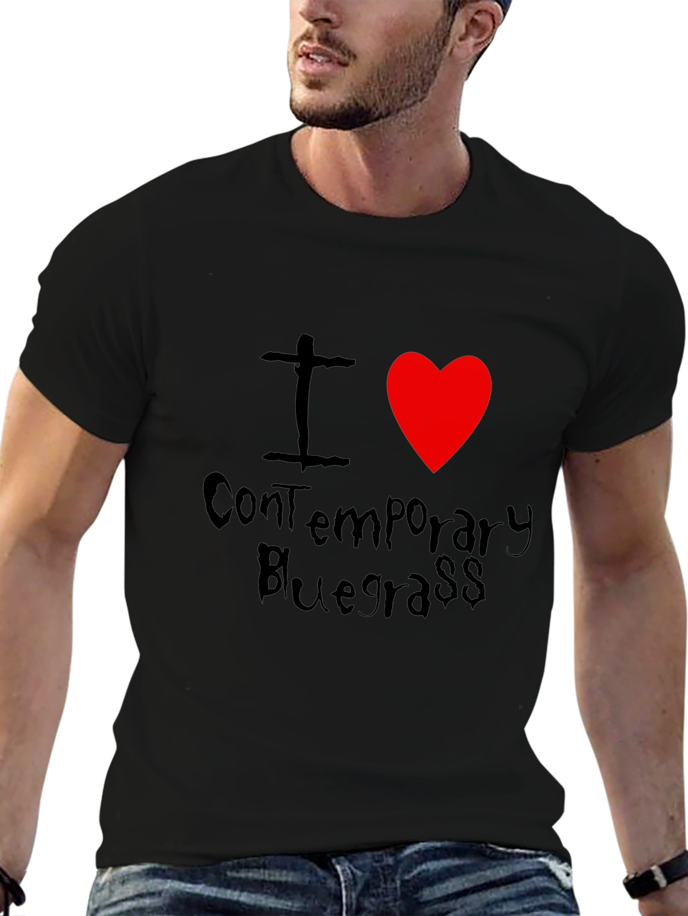Black I Heart Contemporary Bluegrass Black T-Shirt view 6