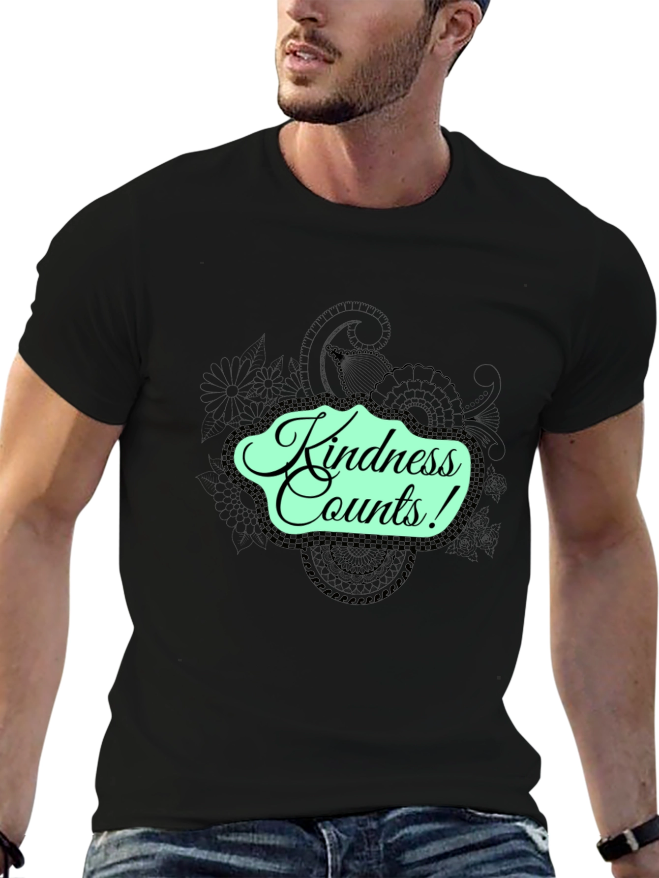 Black Kindness Counts Black Graphic Tee view 6