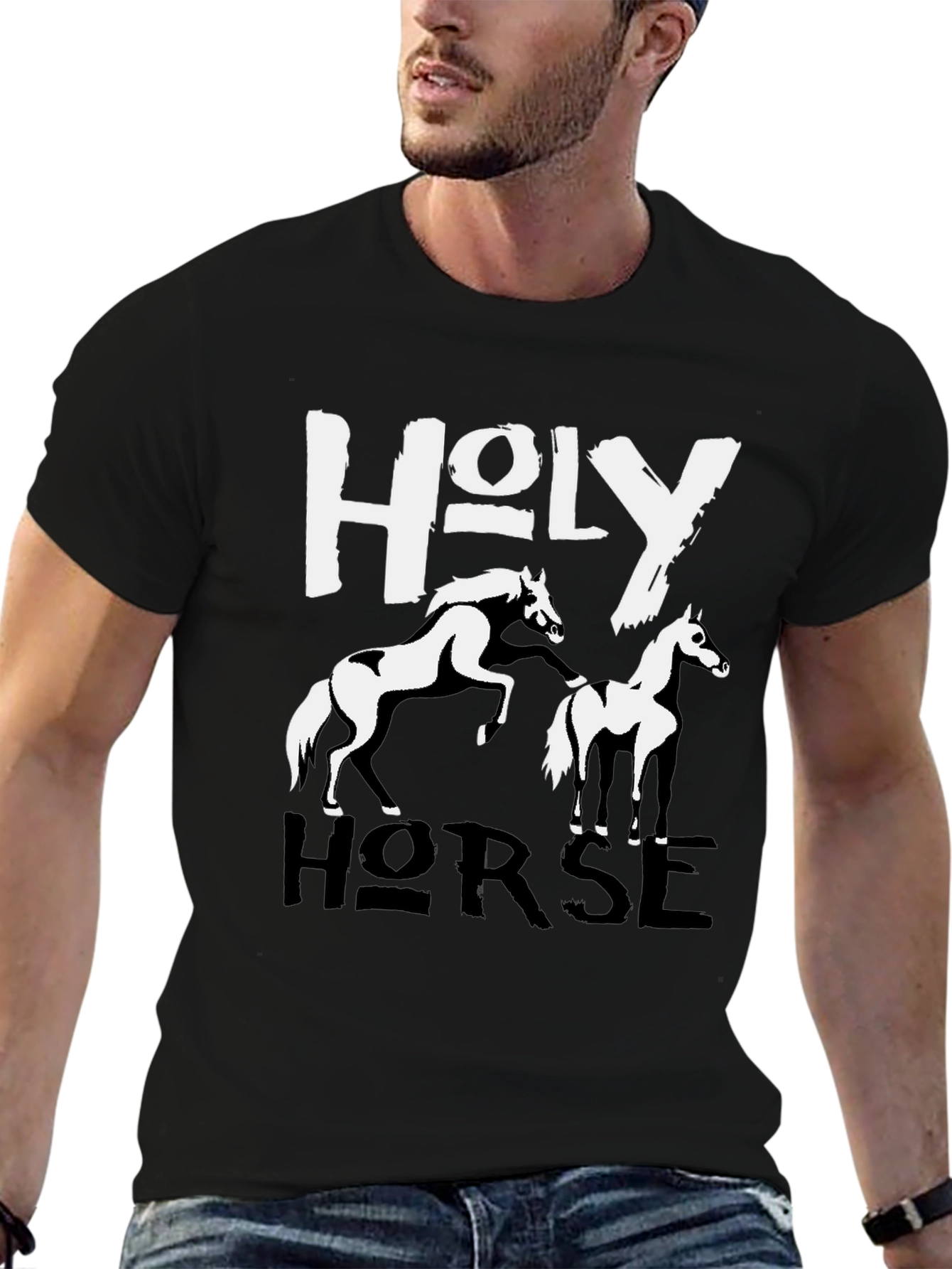 Black Holy Horse Graphic T-Shirt view 6