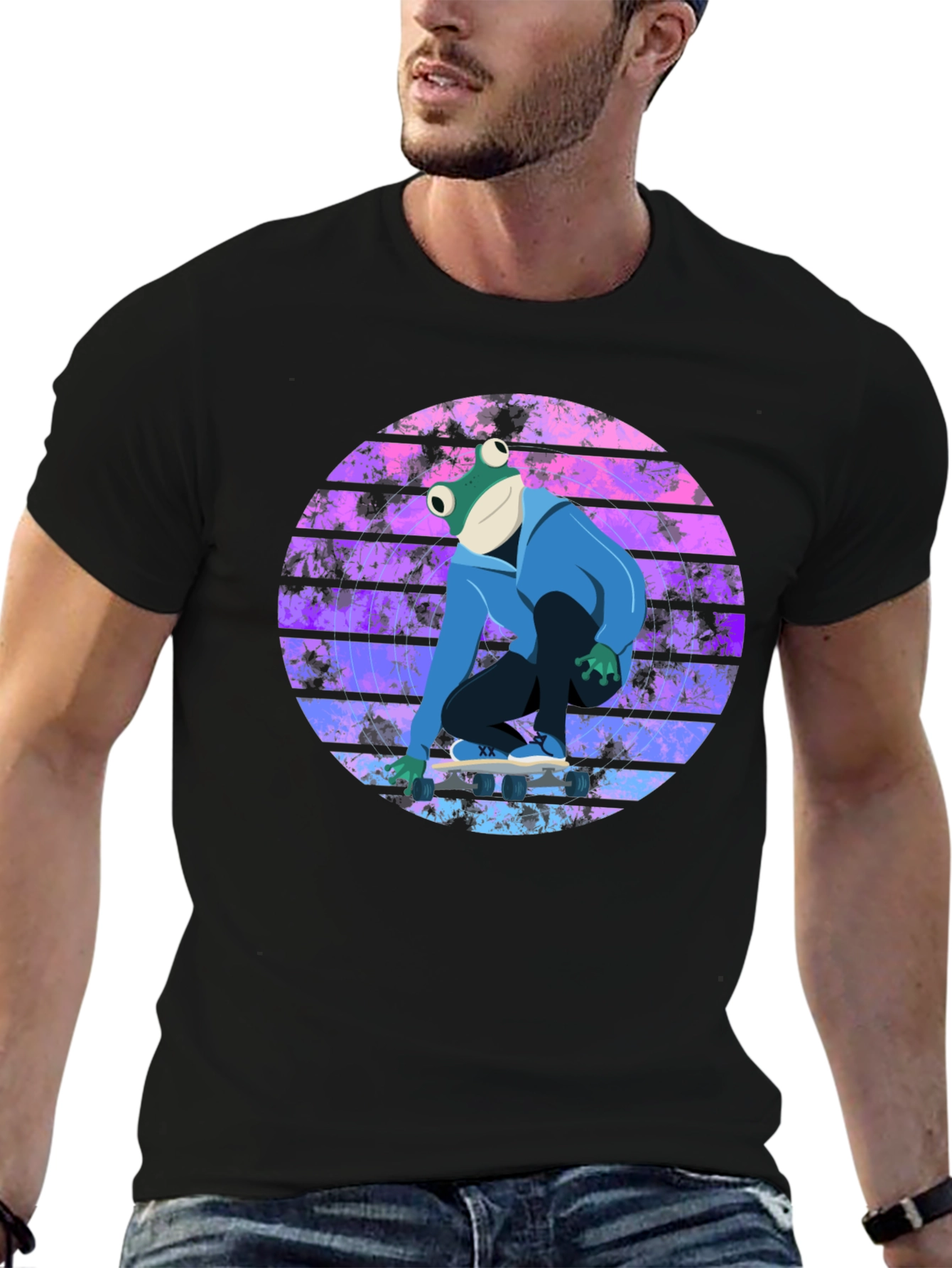 Black Frog Skateboarder Graphic Tee view 6