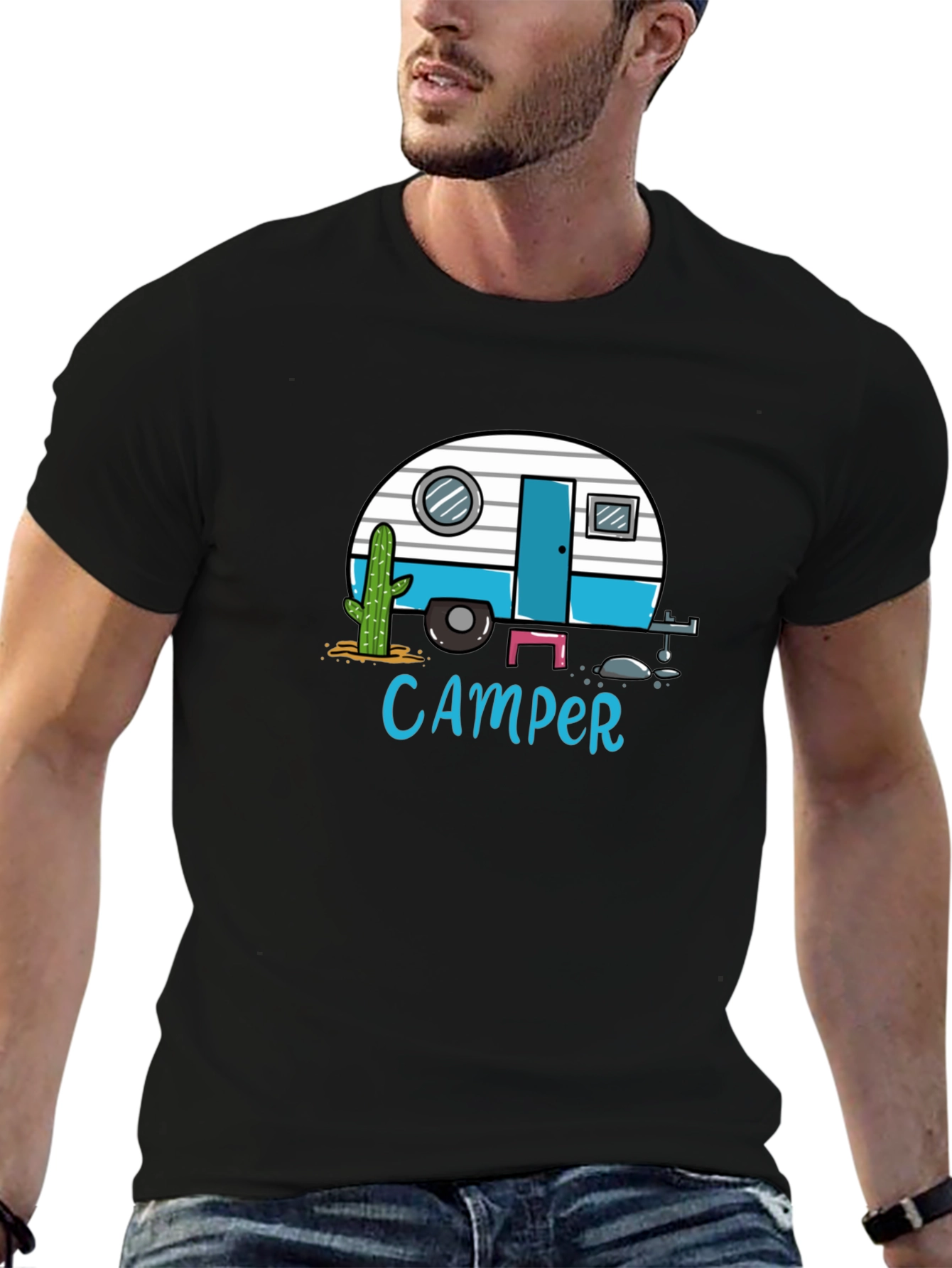 Black Camper Graphic T-Shirt - Black Tee view 6
