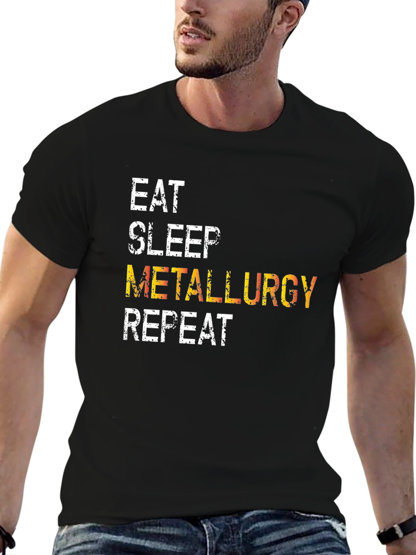 Black Eat Sleep Metallurgy Repeat T-Shirt view 6