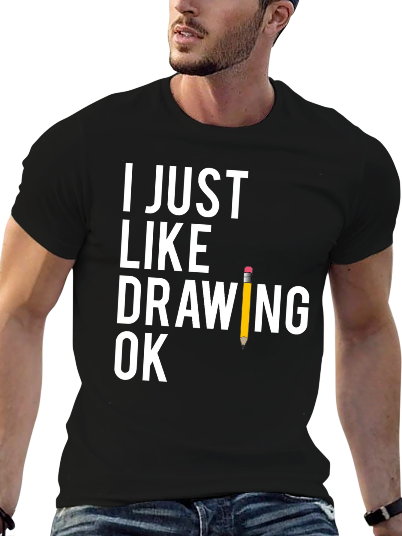 Black Funny Drawing T-Shirt - "I Just Like Drawing Ok" view 6