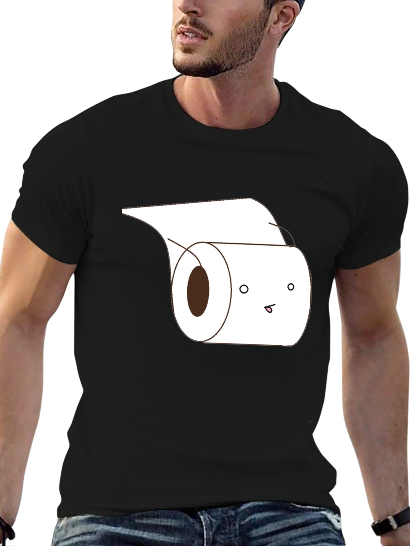 Black Funny Toilet Paper Roll Graphic Tee - Black view 6