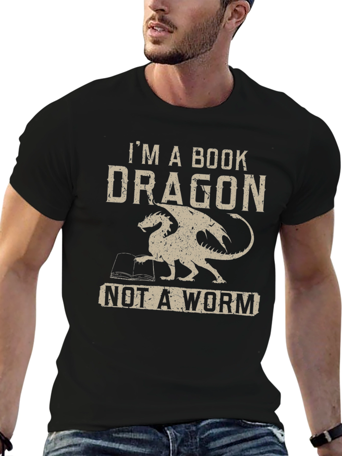 Black Book Dragon T-Shirt -  I'm A Book Dragon Tee view 6