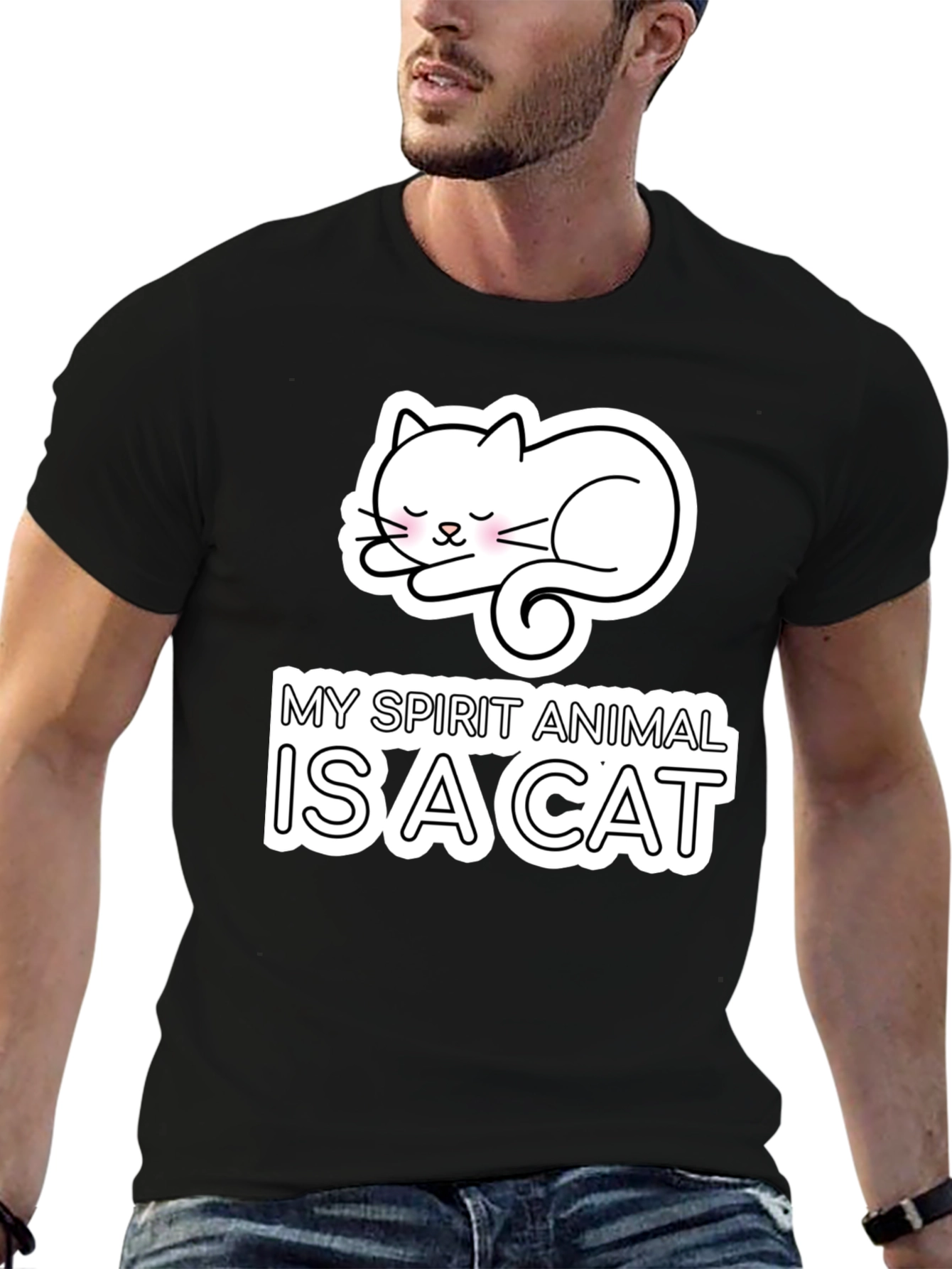 Black My Spirit Animal is a Cat T-Shirt view 6