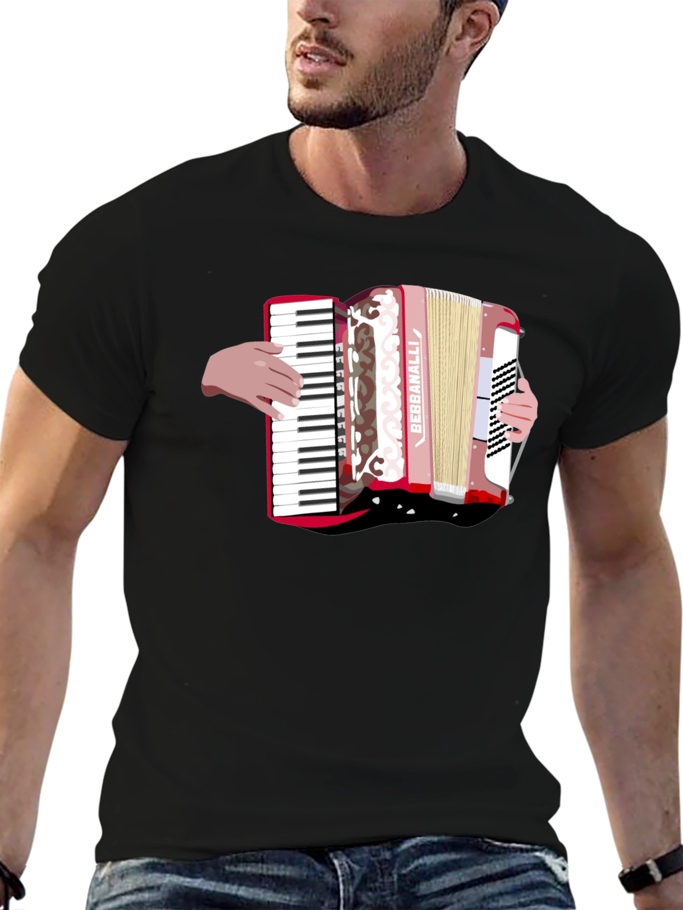Black Accordion Graphic Black T-Shirt view 6