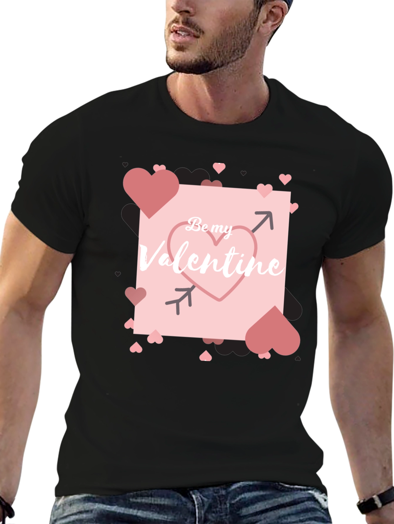 Black Be My Valentine Black Graphic Tee view 6