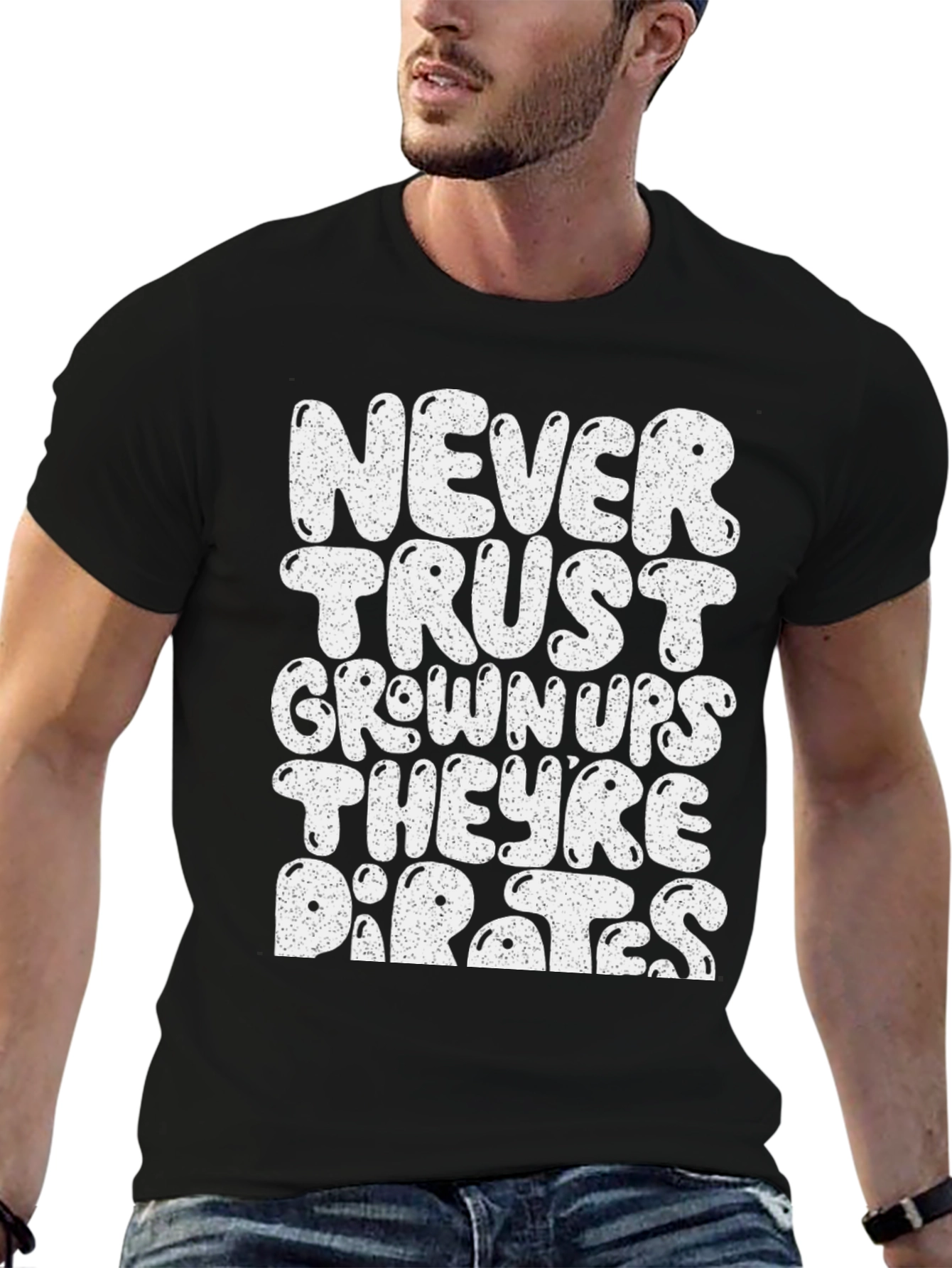 Black Never Trust Grown-Ups Pirate T-Shirt view 6