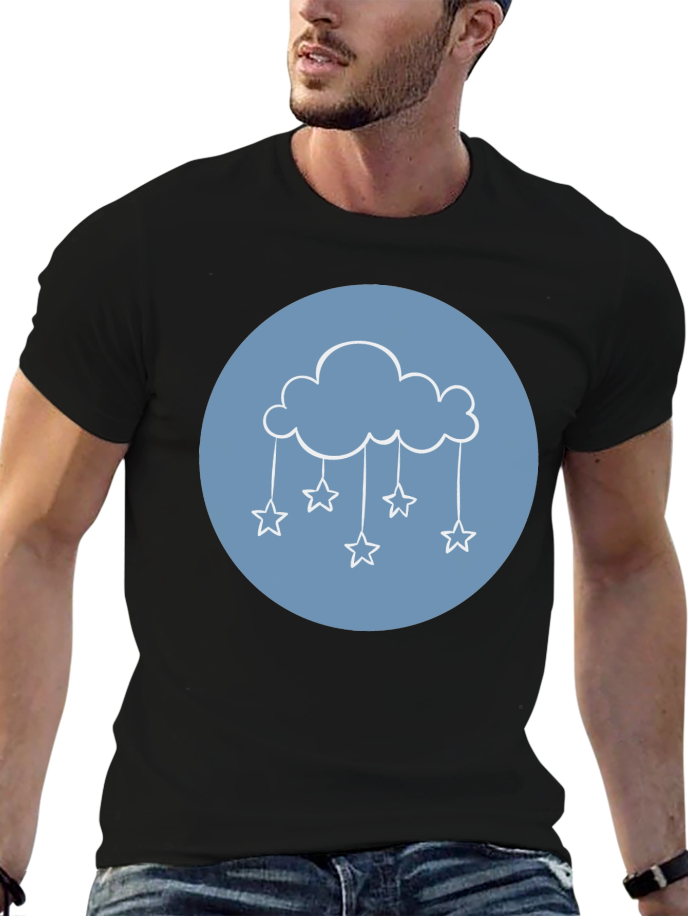 Black Cloud & Stars Graphic Tee - Black T-Shirt view 6